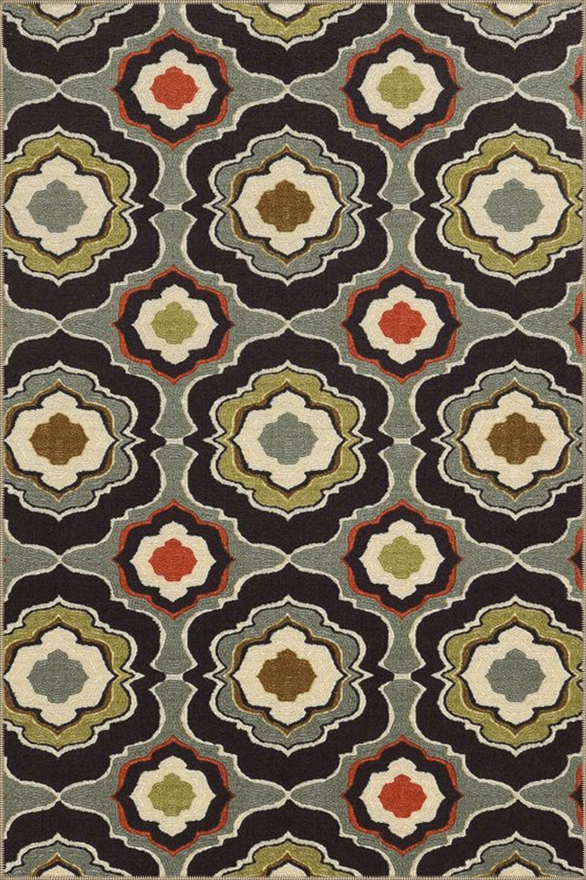 Çok Renkli Motifli Etnik Çiçek Desenli Vintage Dekoratif Halı 4720