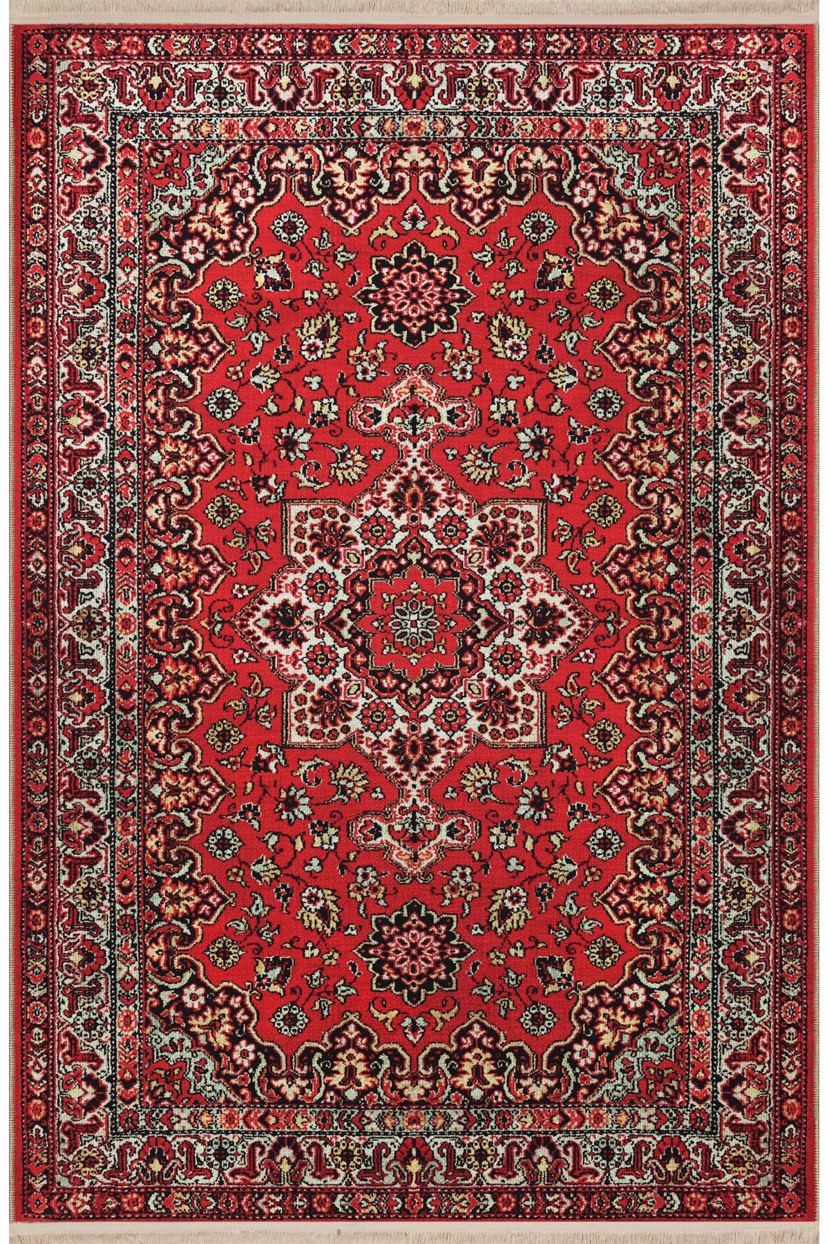 Bordo Temalı Geleneksel Motif Etnik Desenli Vintage Dekoratif Halı 2470