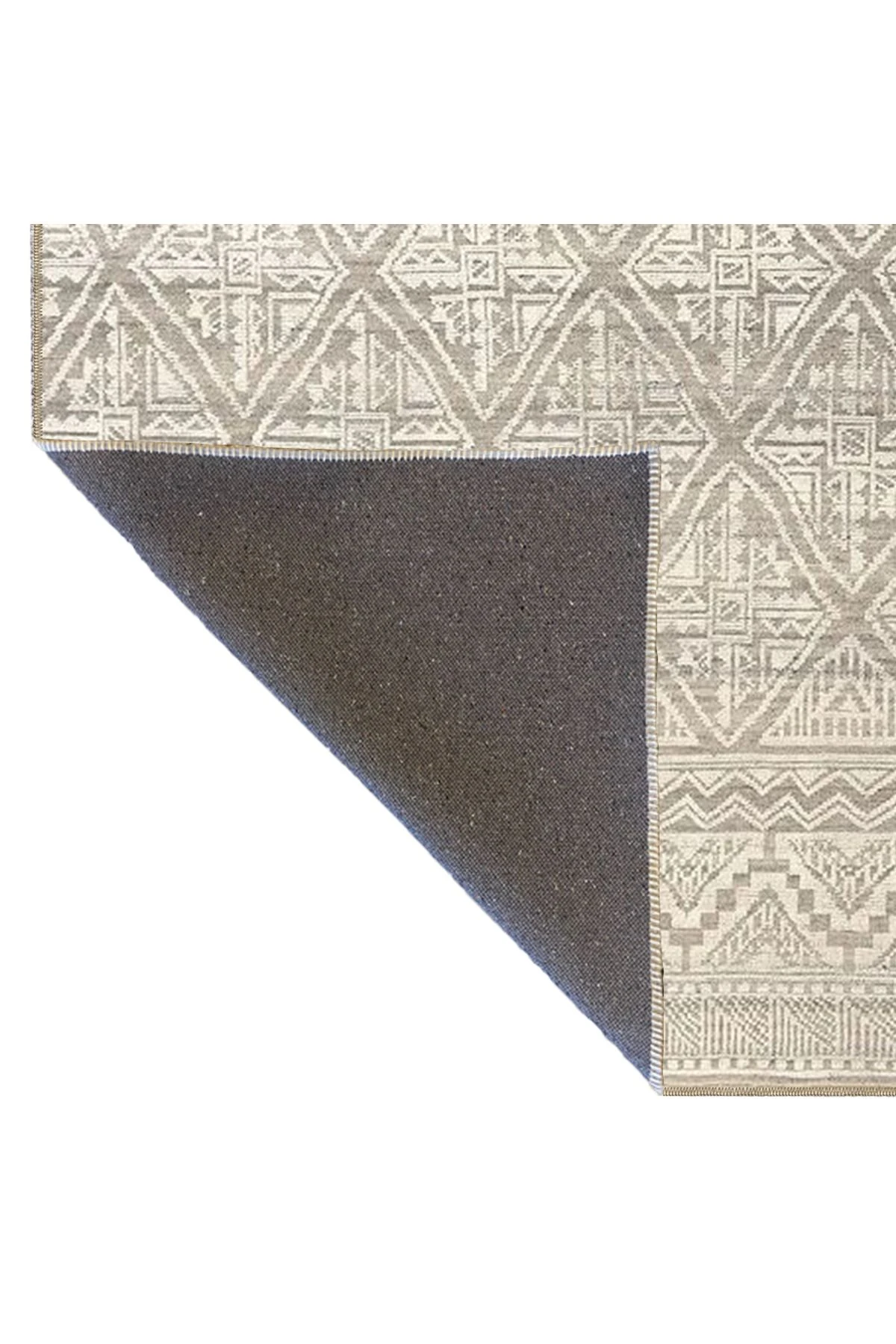 Gri Bej Temalı Motifli Geometrik Desenli Vintage Dekoratif Halı 3940