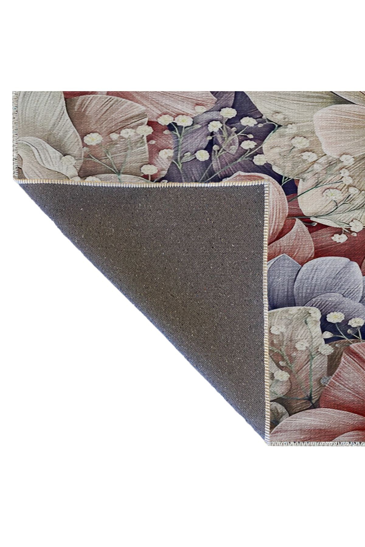 Açık Ton Çok Renkli Gazanya Çiçek Desenli Kreatif Modern Dekoratif Halı 2345