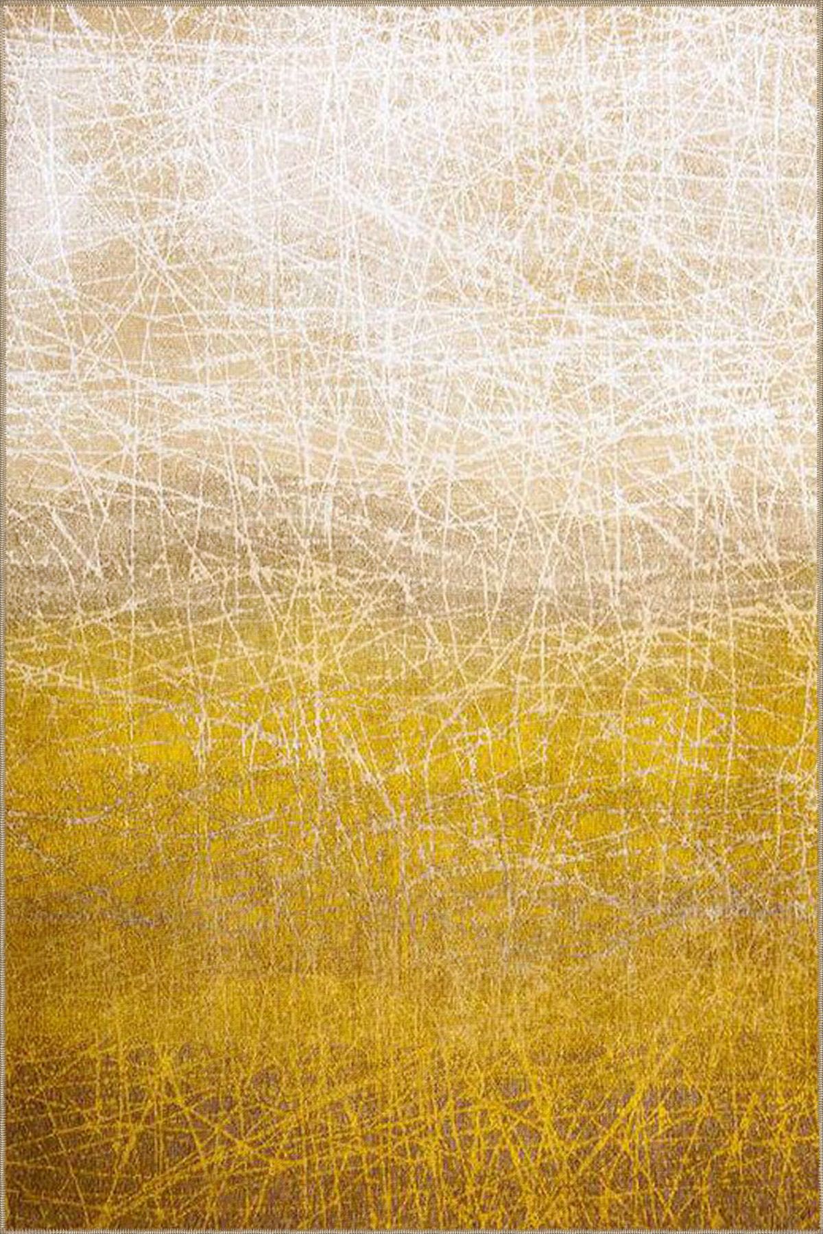 Modern Sarı Kremli Desenli Dokuma Taban miravip677