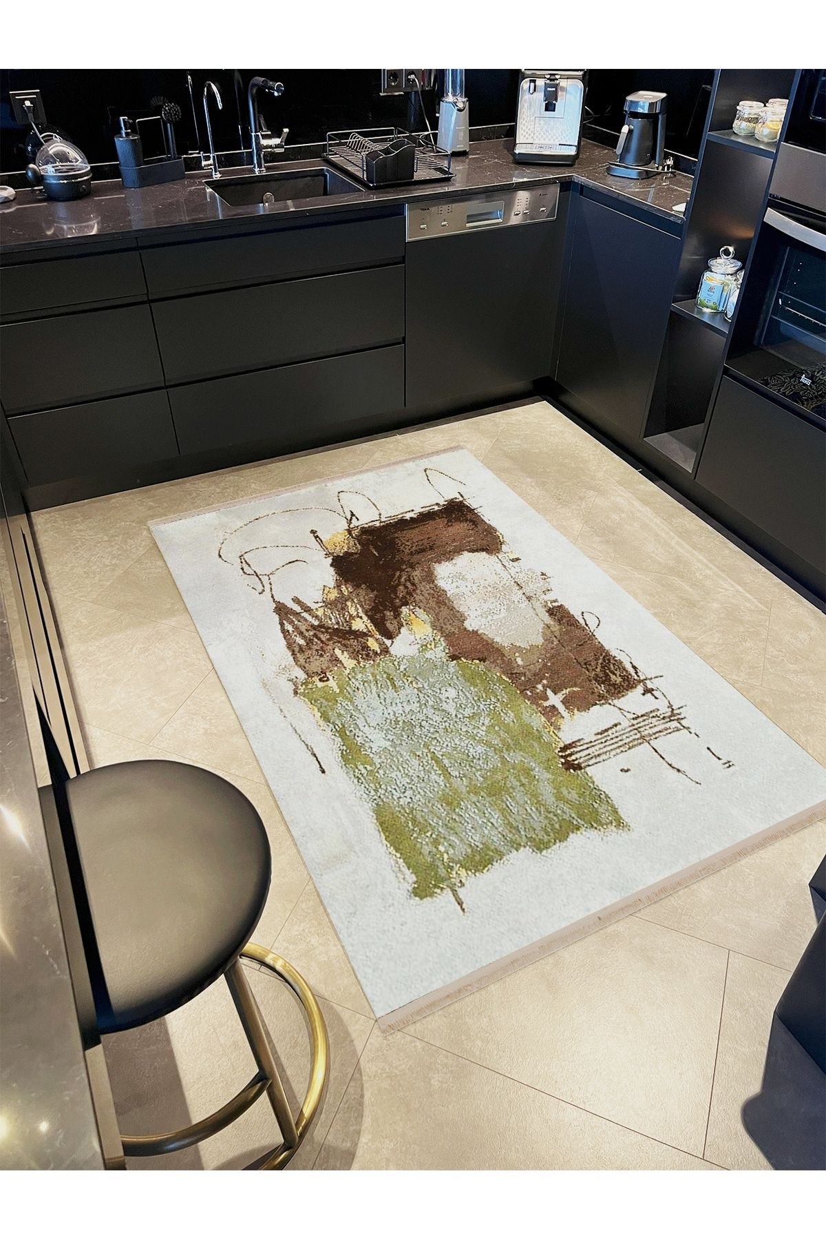 Barcelona Koleksiyonu Soft Renklerde Soyut Desenli Kreatif Modern Dekoratif Halı 55