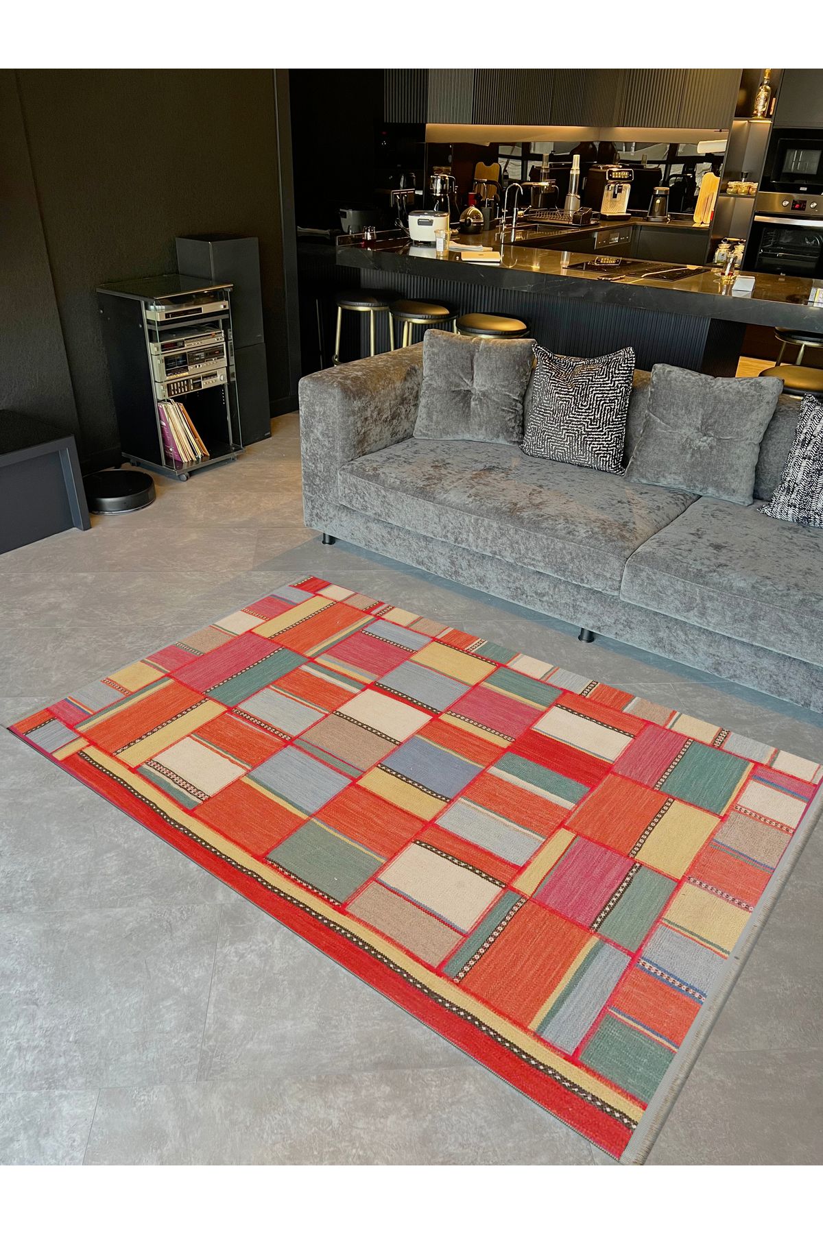 Güney Koleksiyonu Çok Renkli Geometrik Desenli Kreatif Modern Dekoratif Halı 31