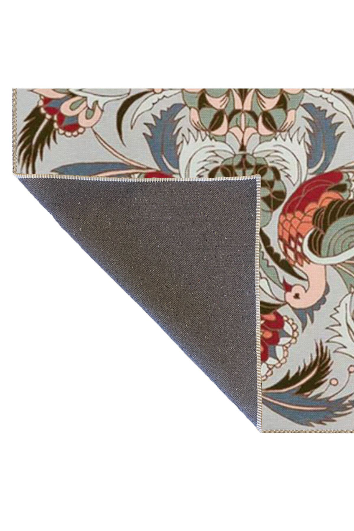 Gri Tonlada Tüy Desenli Dekoratif Dokuma Taban Halı miravip28