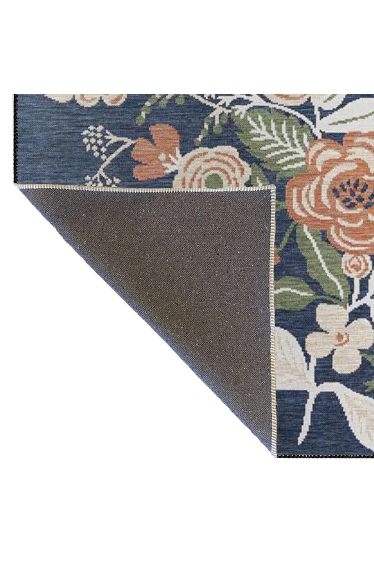 Siyah Çiçekli Karabağ Geleneksel Hasır ve Kahverengi Desenli Dekoratif Yıkanabilir Halı miravip8421