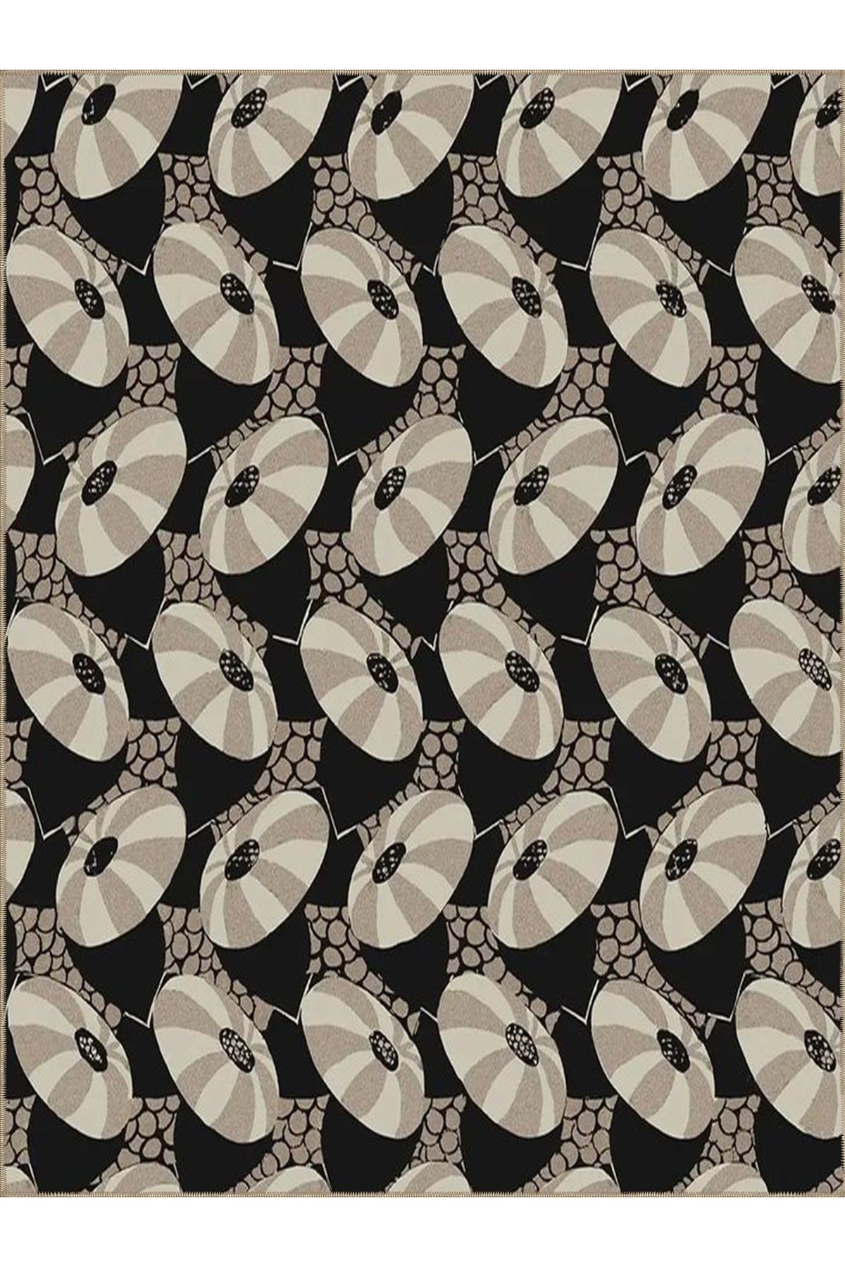 Tuğrul Koleksiyonu Gri Siyah Tonlarda Soyut Abstract Desenli Dokuma Taban Modern Dekoratif Halı 20