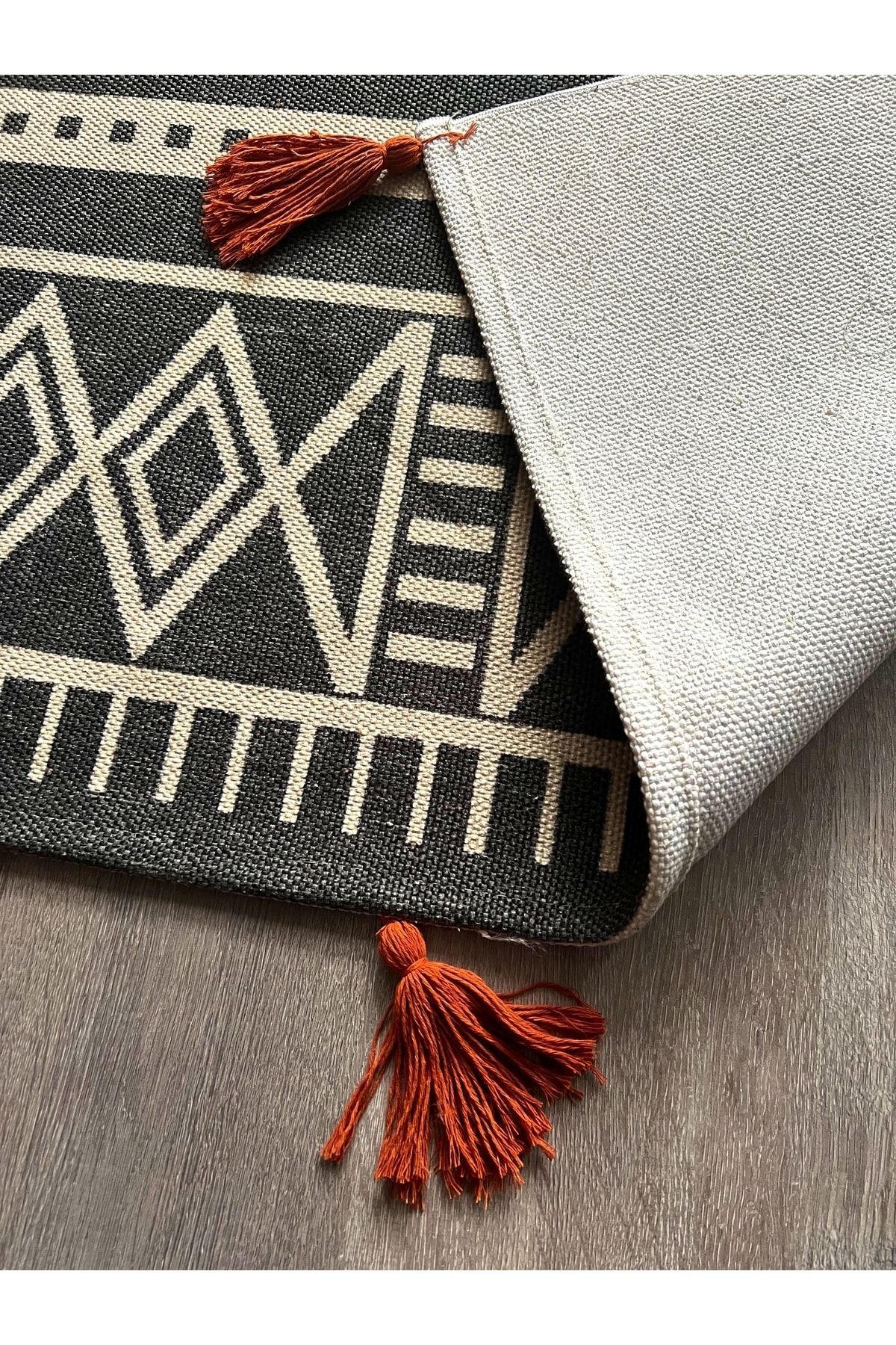 Cotton 565 Iskandinav Desenli Gri Dokuma Taban Kilim
