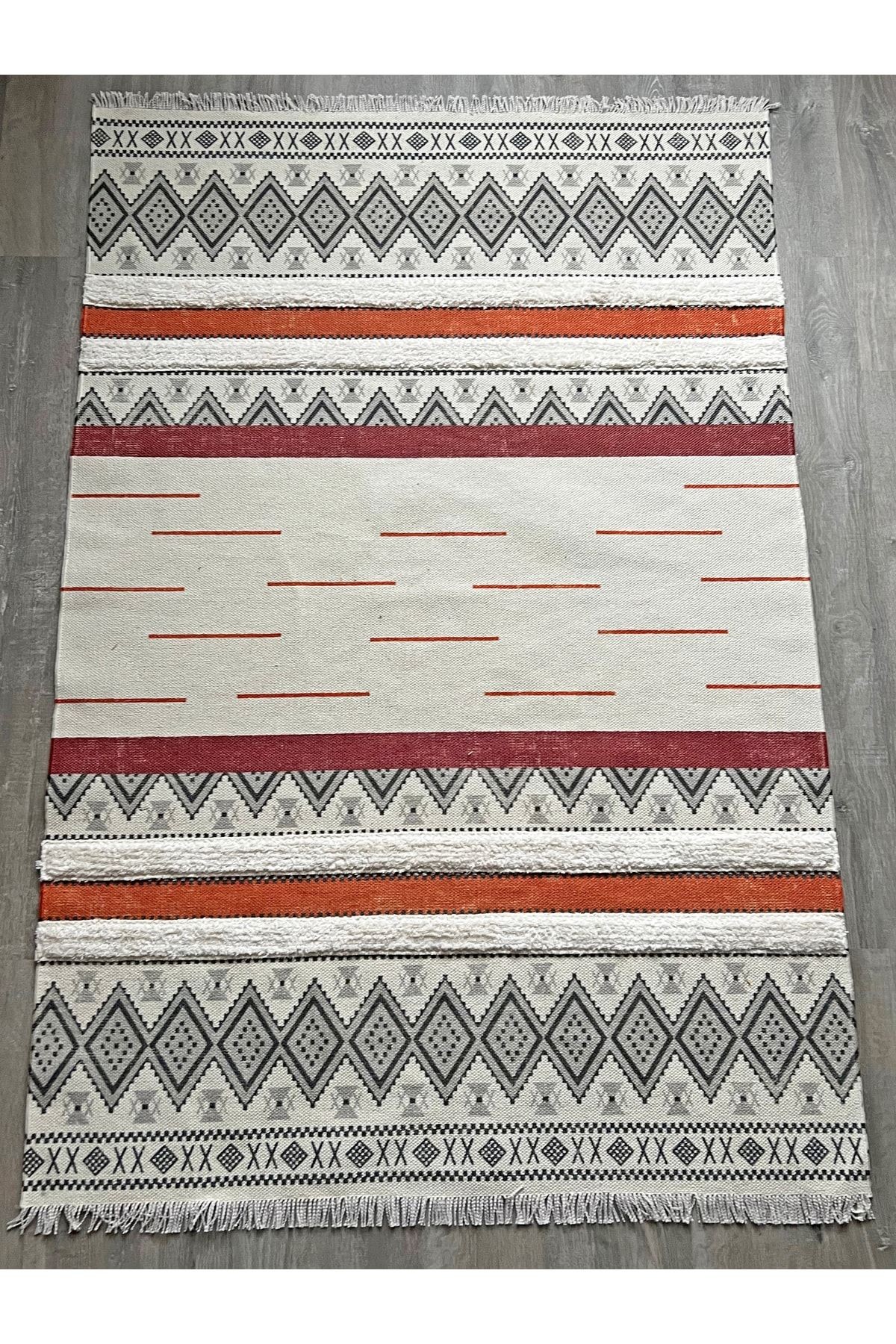 Rustik 4047 Çok Renkli Iskandinav Stil Pastel Desenli Kilim