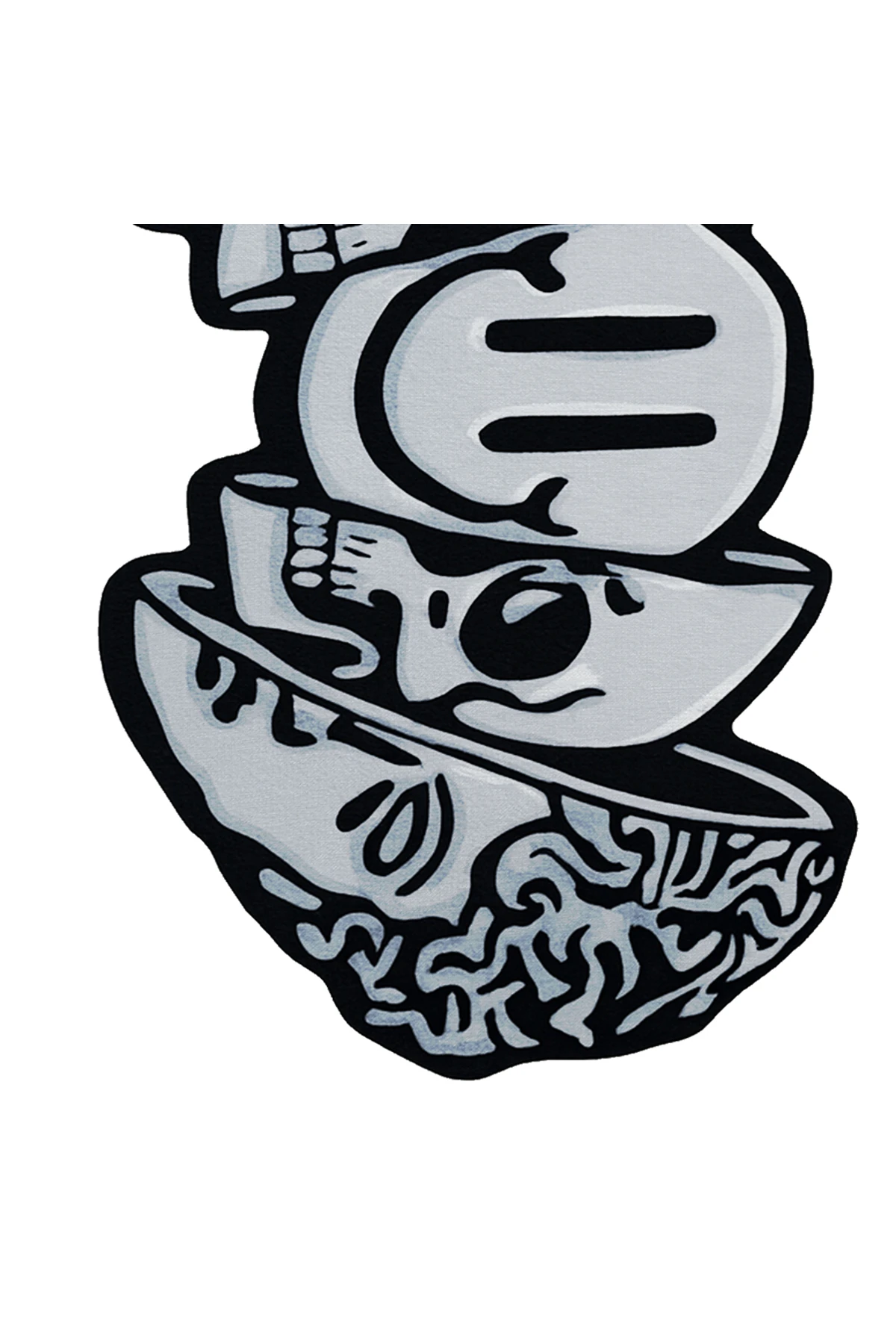 MOSSO Gri Tonlar Kafatası Güler Yüz Soyut Desenli Dokuma Taban Modern Dekoratif Halı mosso344