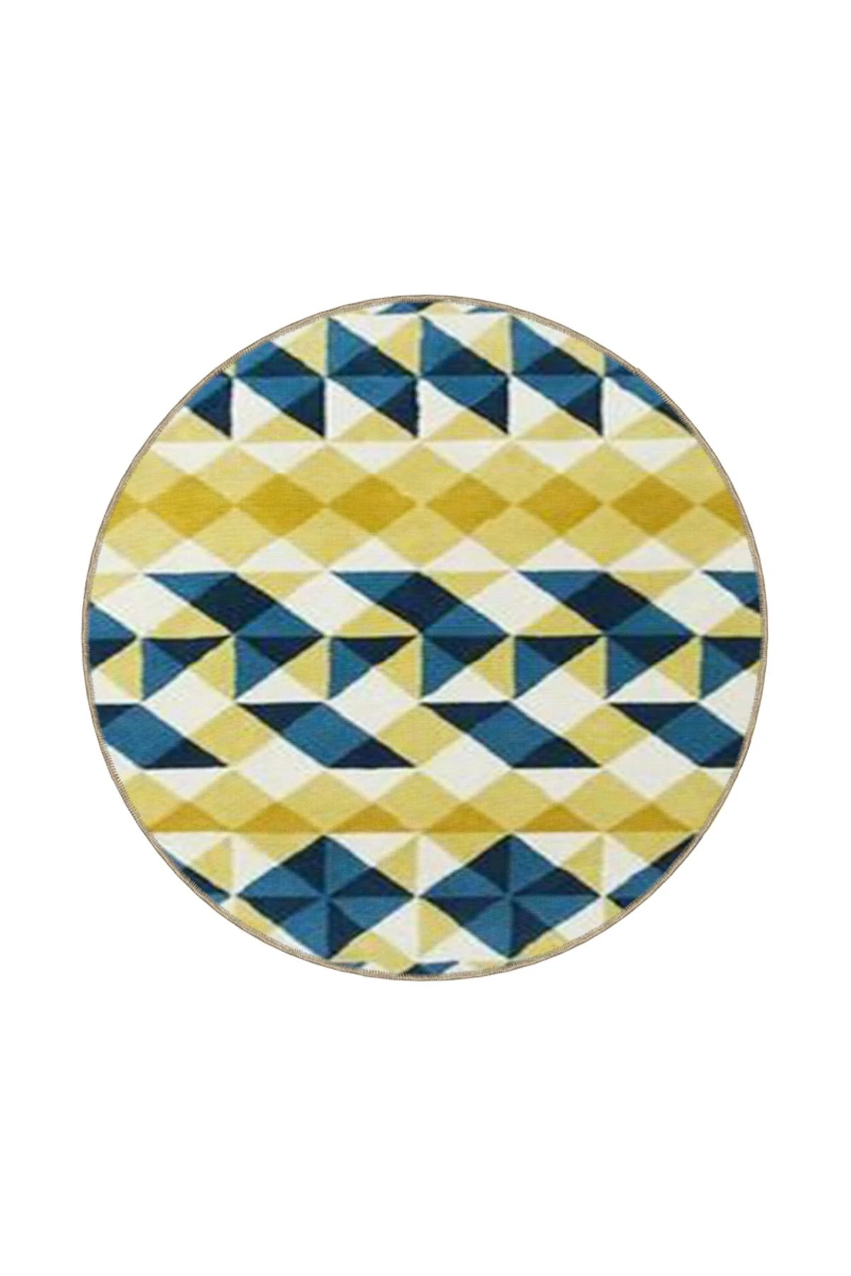 Çapraz Sarı Lacivert Geometrik Dokuma Taban Halı 4452