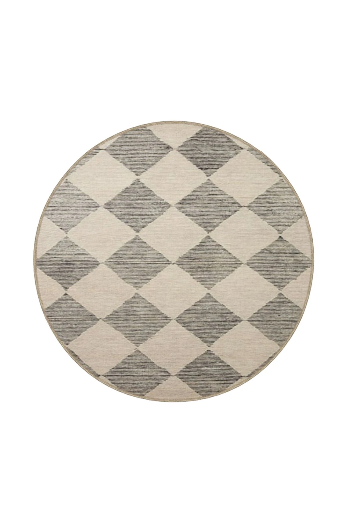 Gri Krem Baklavalı Geometrik Dokuma Taban Yıkanabilir Halı miravip9095