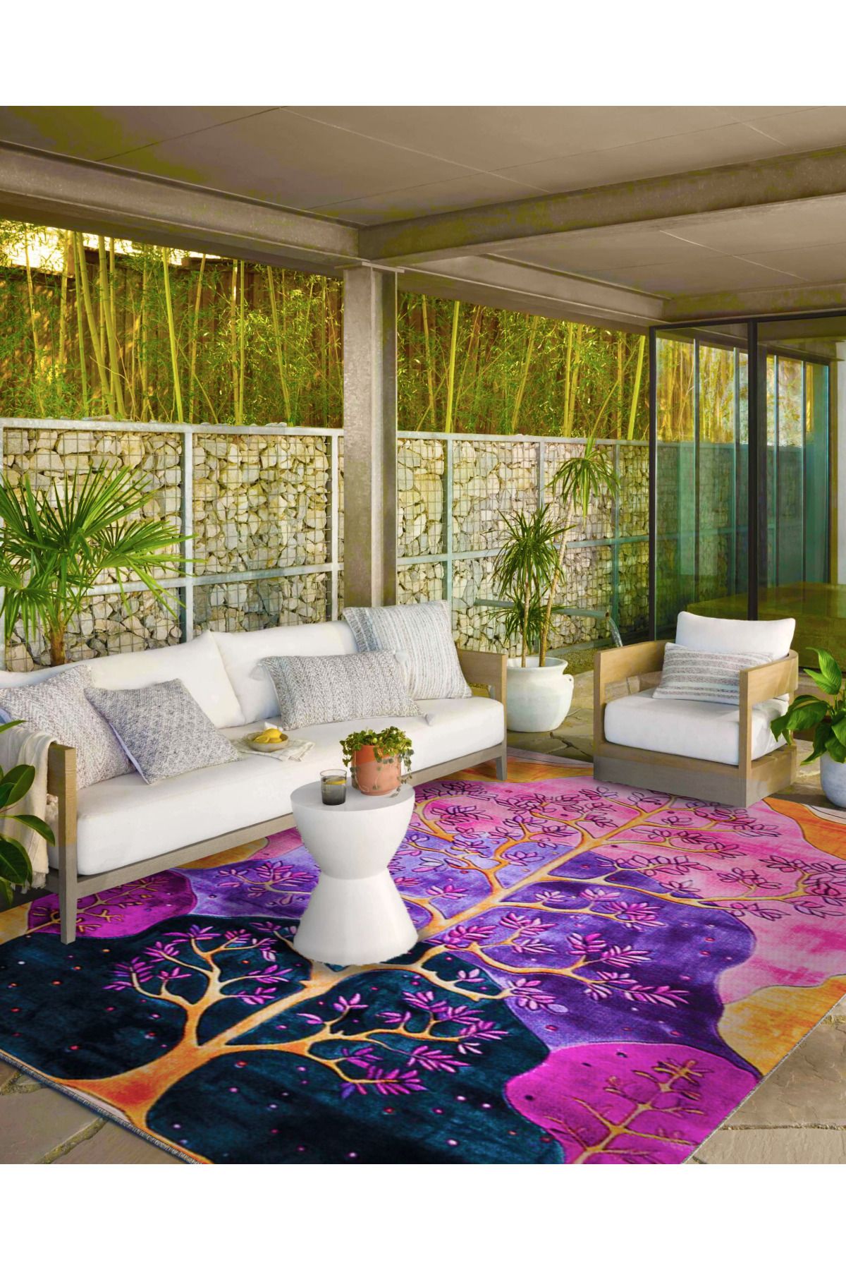 Paris Koleksiyonu Mor Tonlar Mitolojik Ağaç Desenli Kreatif Modern Dekoratif Halı 123