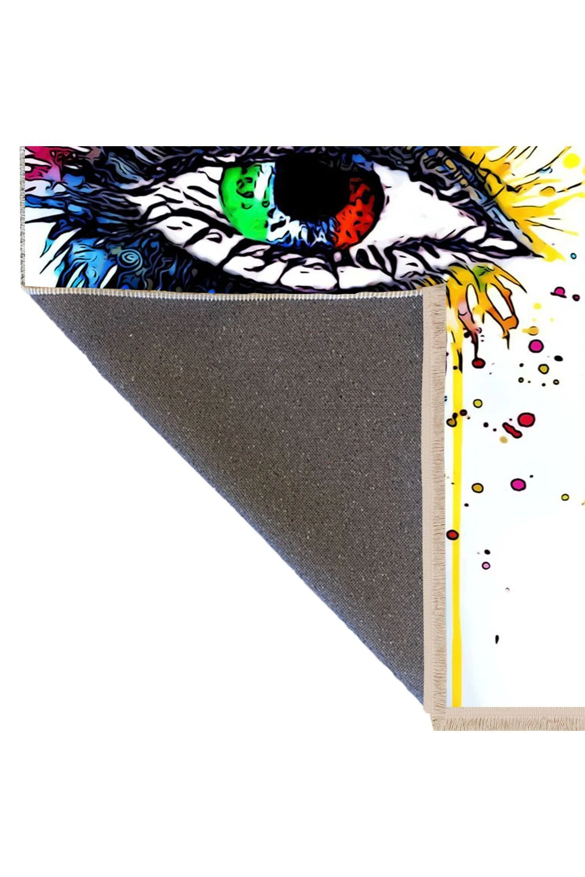 Atlas Koleksiyonu Çok Renkli Soyut Boya Akan Göz Desenli Modern Dekoratif Halı 42