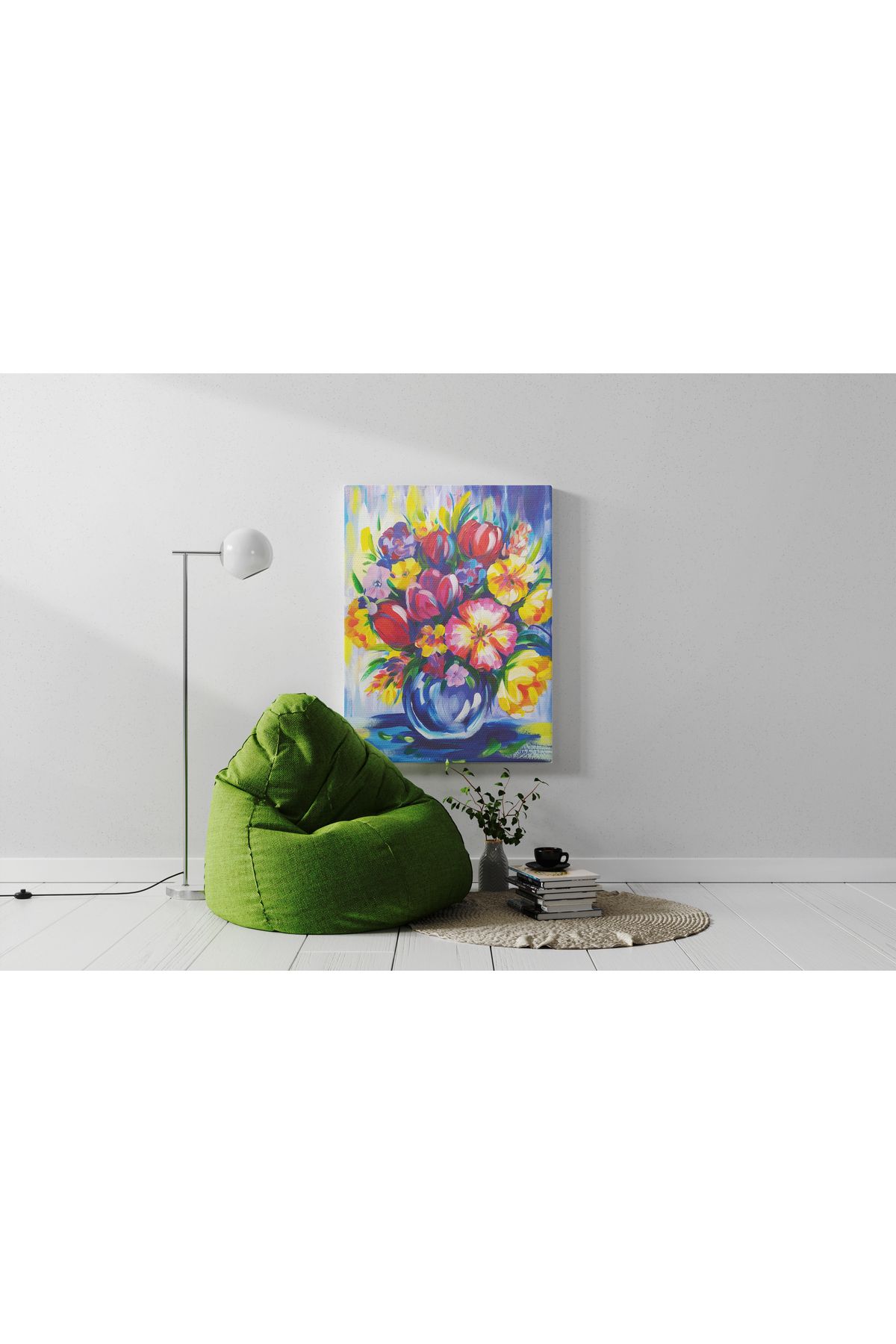 Kanvas Tablo Vazo Çiçekli Pastel Renkli Desenli Renkli Temalı Modern Tablo