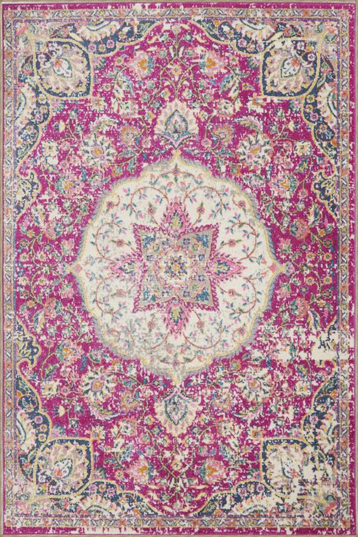 Gelenksel Yıldızlı Pembe Renkli Desenli Dokuma Taban miravip637