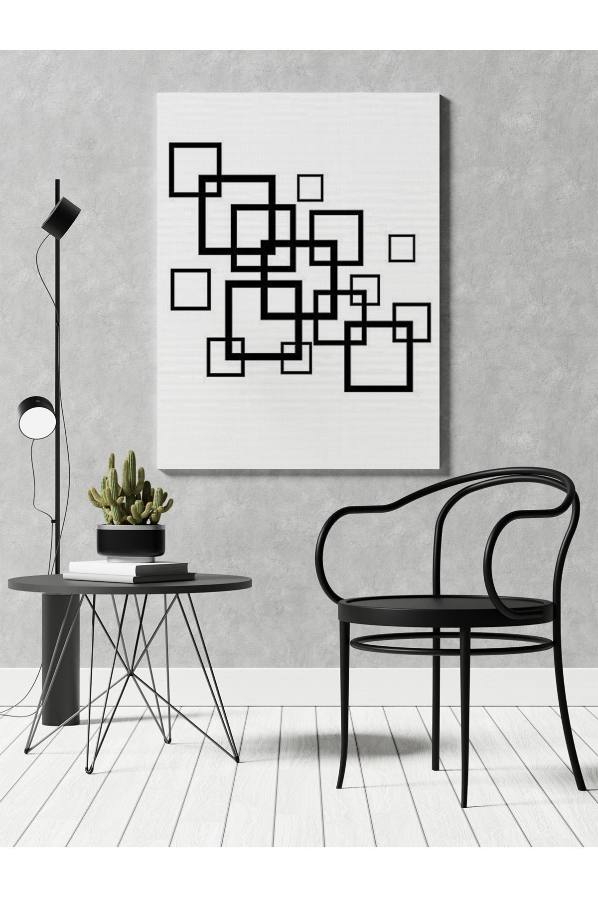 Kanvas Tablo Kareli Geometrik Temalı Desenli Temalı Tablo