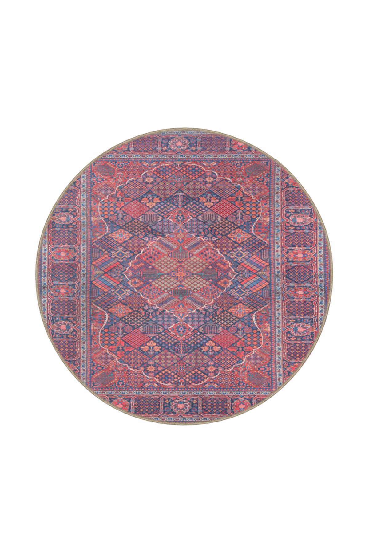 Geleneksel Temalı Geometrik Mor Dekoratif Halı ve Yıkanabilir Halı miravip9613