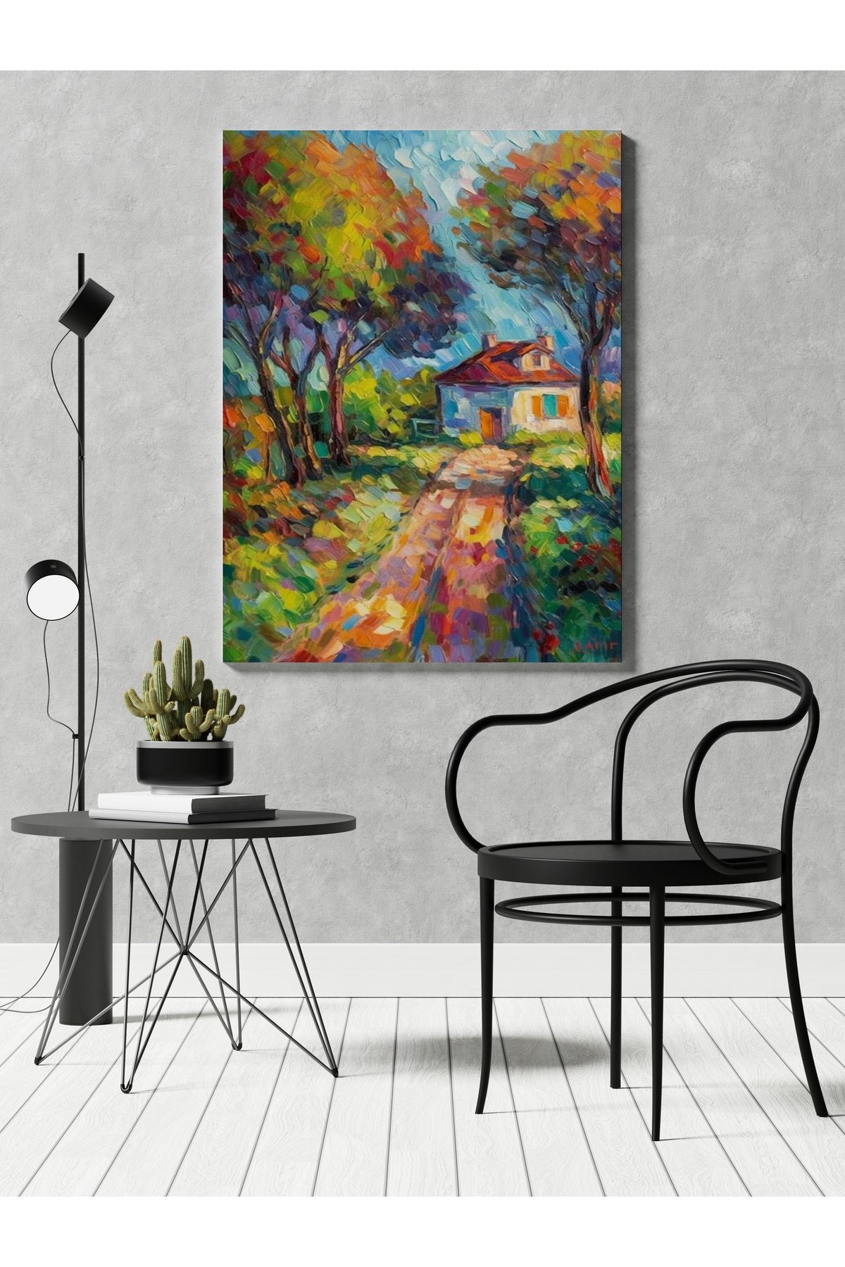 Kanvas Tablo Ev Temalı Orman Doğa Çiçek Desenli Modern Tablo