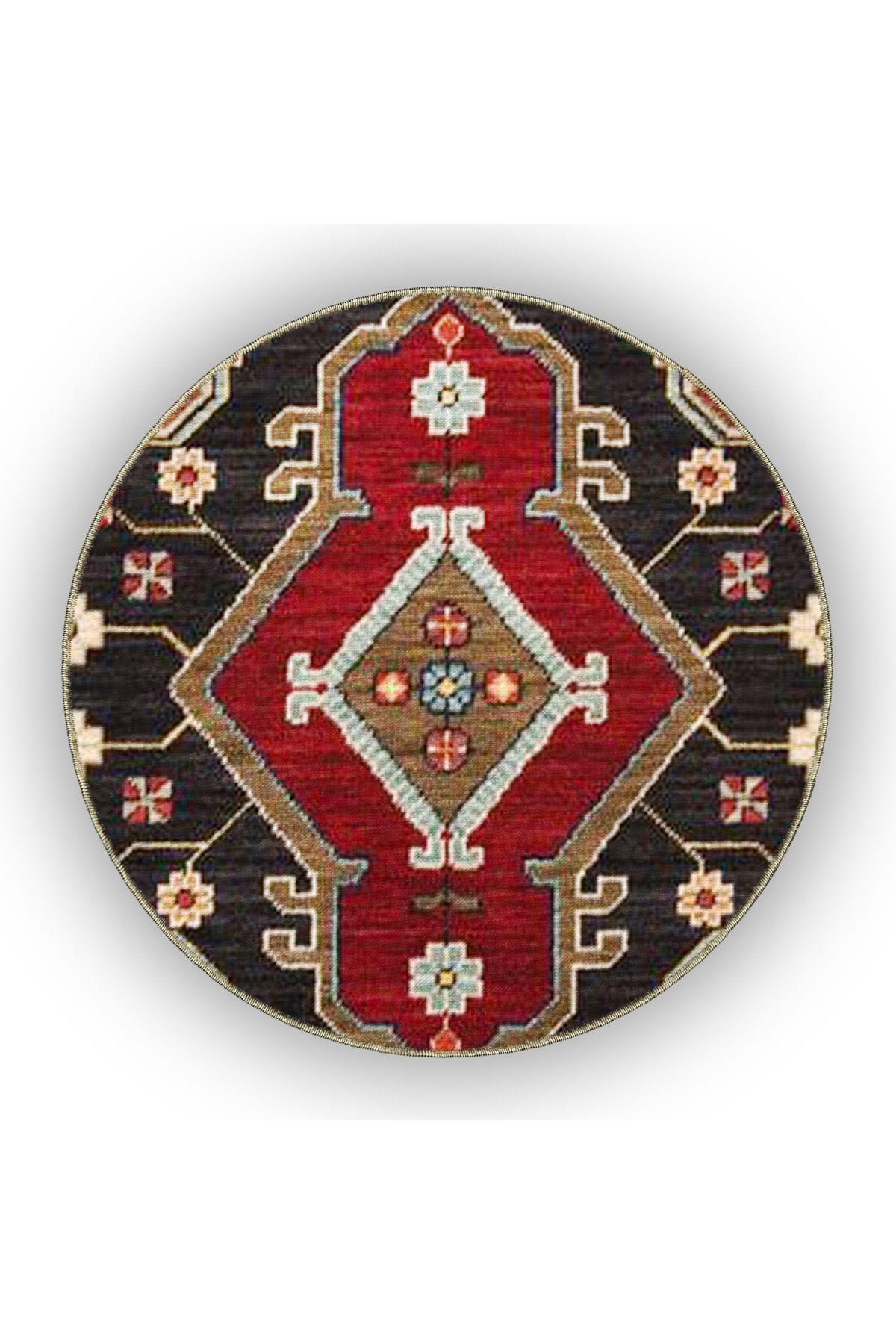 Bordo Kahverengi Temalı Geleneksel Motif Desenli Vintage Dekoratif Halı 4876