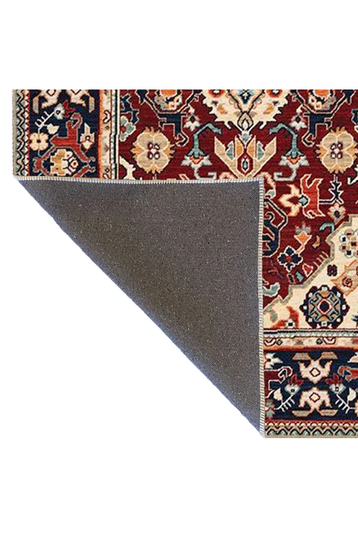 Bordo Temalı Çok Renkli Geleneksel Motif Desenli Vintage Dekoratif Halı 4573
