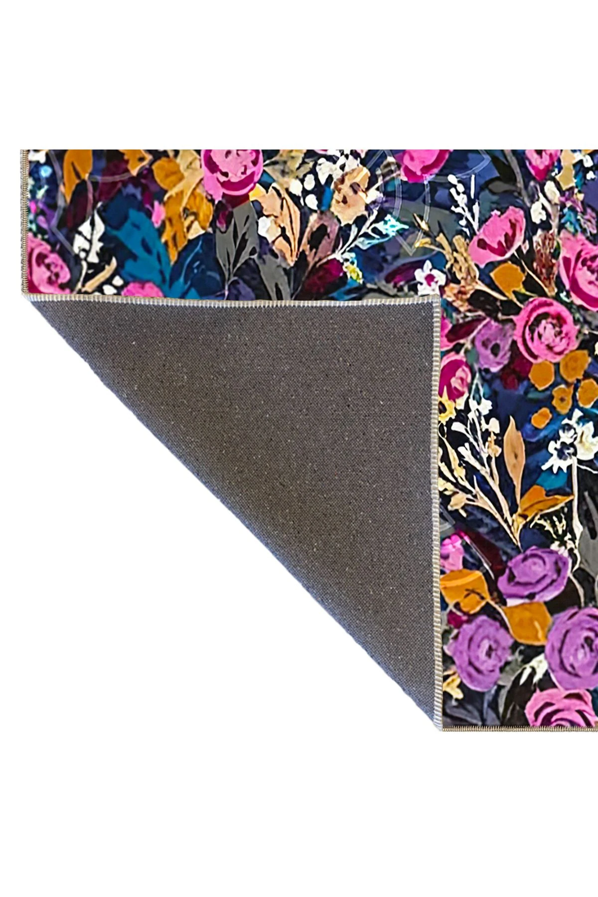 Botanik Mor Desenli Dokuma Taban ve Yıkanabilir Halı MYTH34