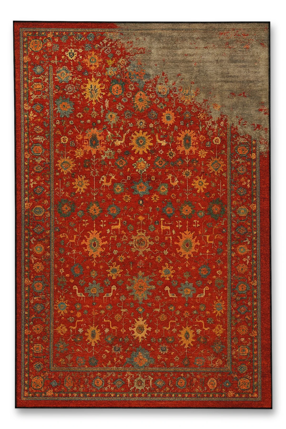 MOSSO Klasik Anadolu Geleneksel Desenli Dokuma Taban Vintage Dekoratif Halı mosso859