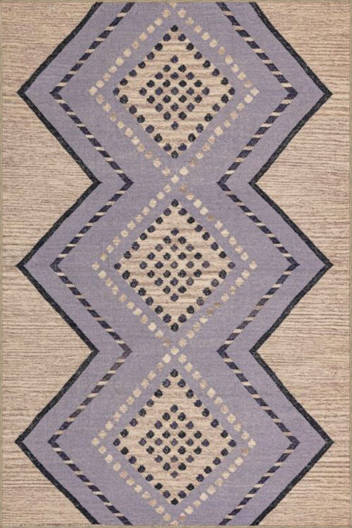 Çapraz Akan Mor Temalı Dokuma Taban Halı ve Yıkanabilir Halı miravip10333