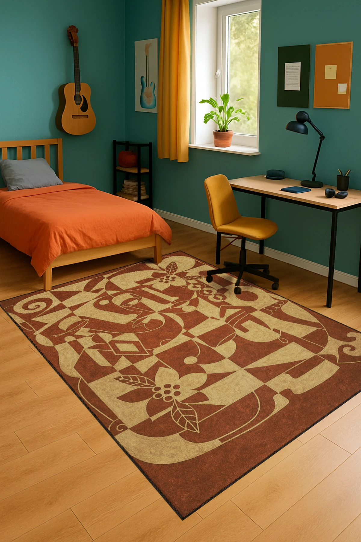 MOSSO Geleneksel Motifli Desen Dokuma Taban Vintage Dekoratif Halı mosso877