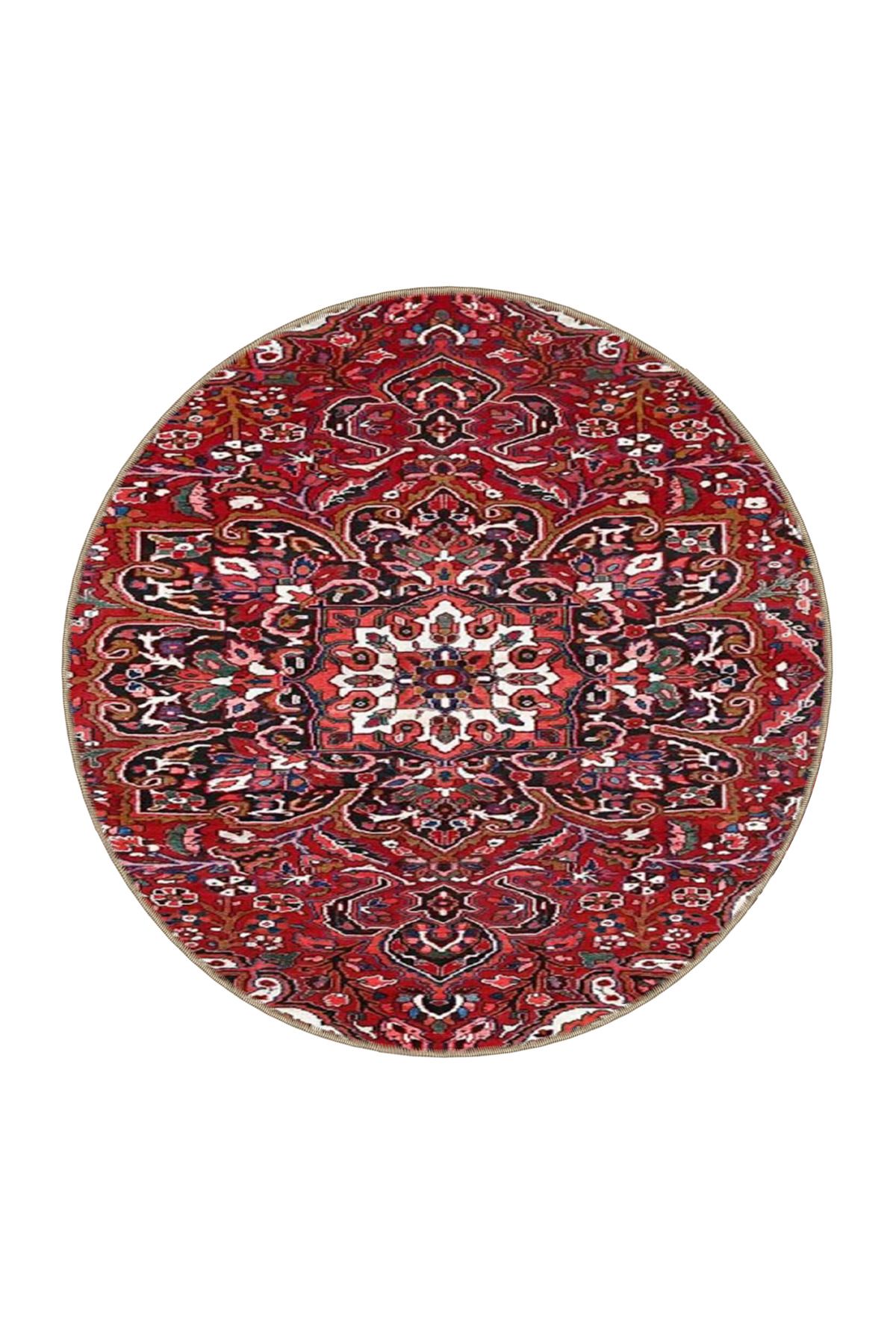 Kırmızı ve Beyaz Renklerde Floral Geleneksel Dekoratif Dokuma Taban Halı miravip18