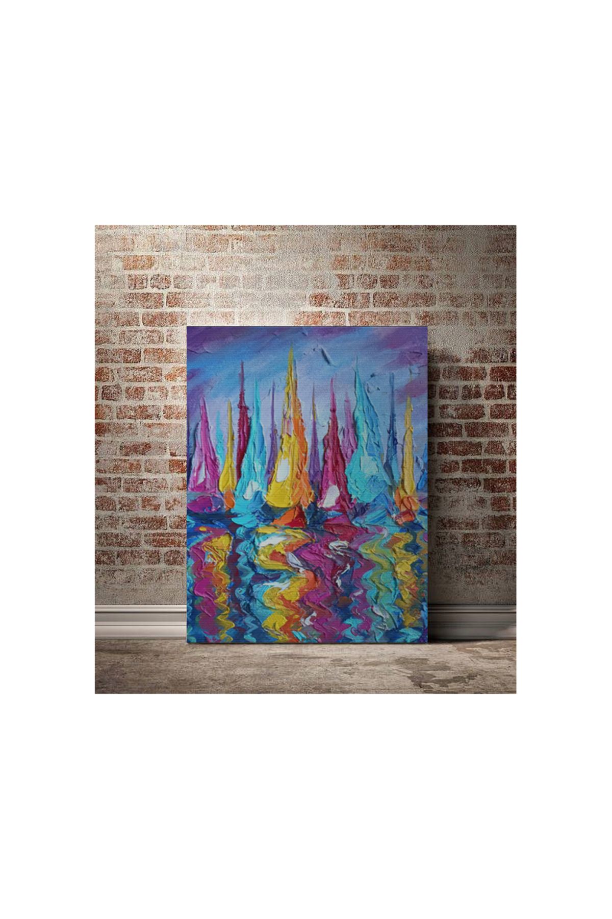 Kanvas Tablo Su ve Gemi Desenli Renkli Temalı Modern Tablo