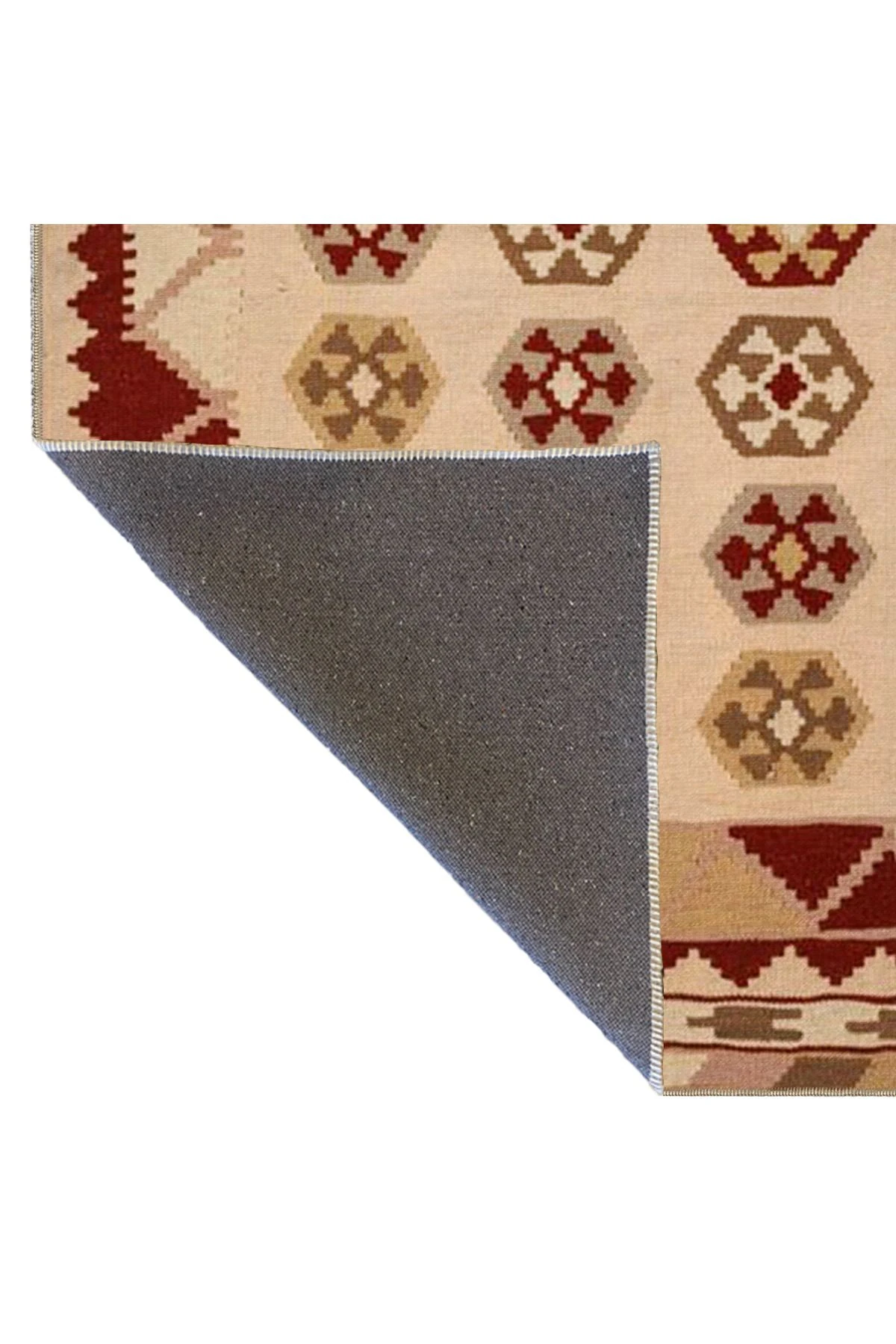 Kahverengi Tonlarında Altıgen Geometrik Modern Dokuma Taban Halı miravip134