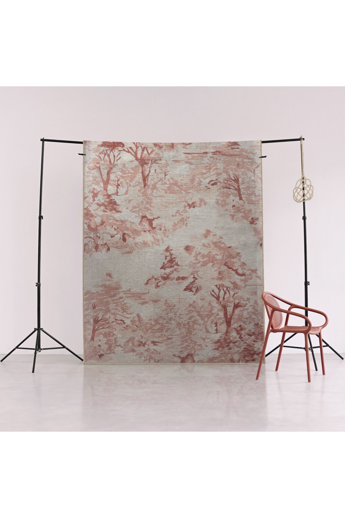 Pembe Bej Temalı Ağaç Desenli Kreatif Modern Dekoratif Halı 3130