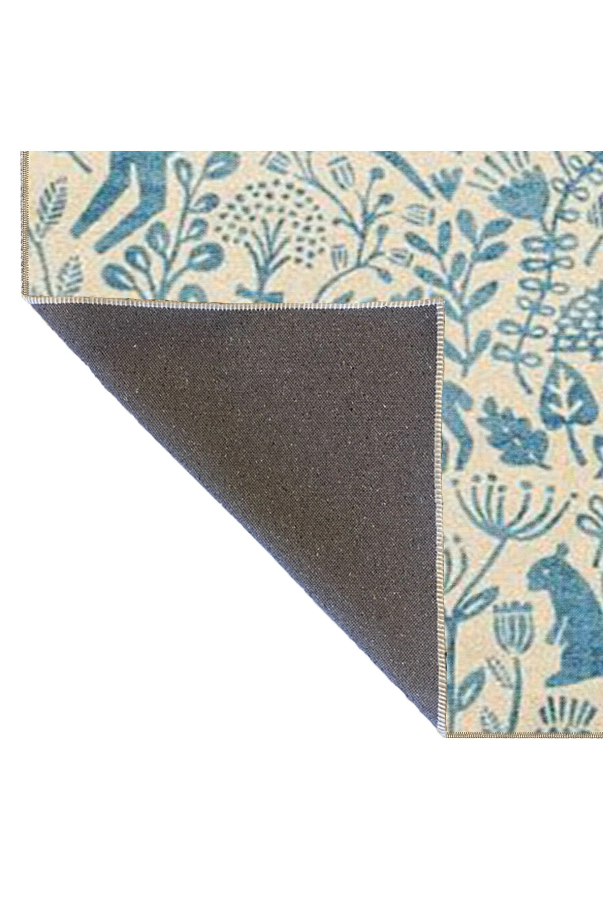 Geleneksel Krem Mavi Animal Desenli Dokuma Taban miravip818