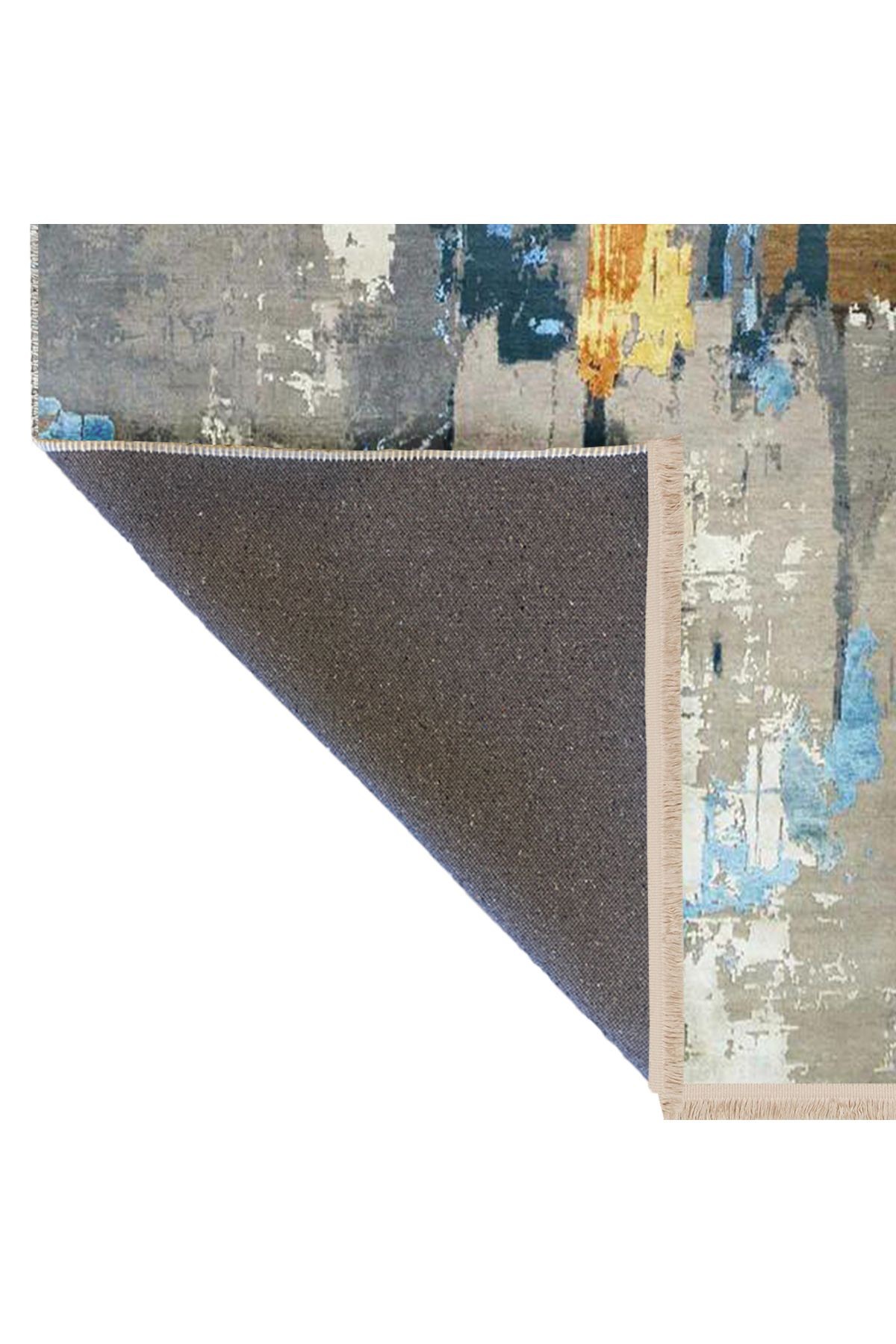 Barcelona Koleksiyonu Koyu Tonlarda Soyut Desenli Dokuma Taban Modern Dekoratif Halı 56
