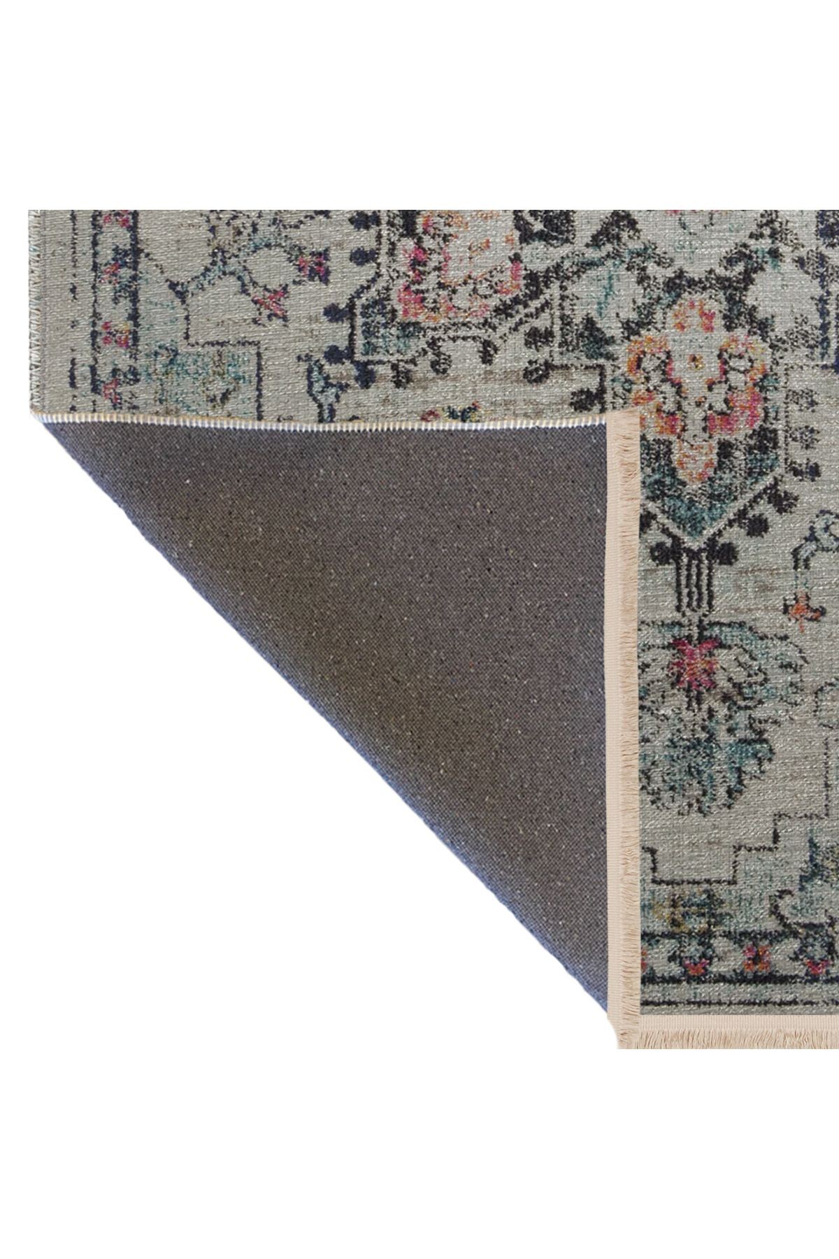Bej Temalı Çok Renkli Geleneksel Motif Çiçek Desenli Kreatif Vintage Dekoratif Halı 2931