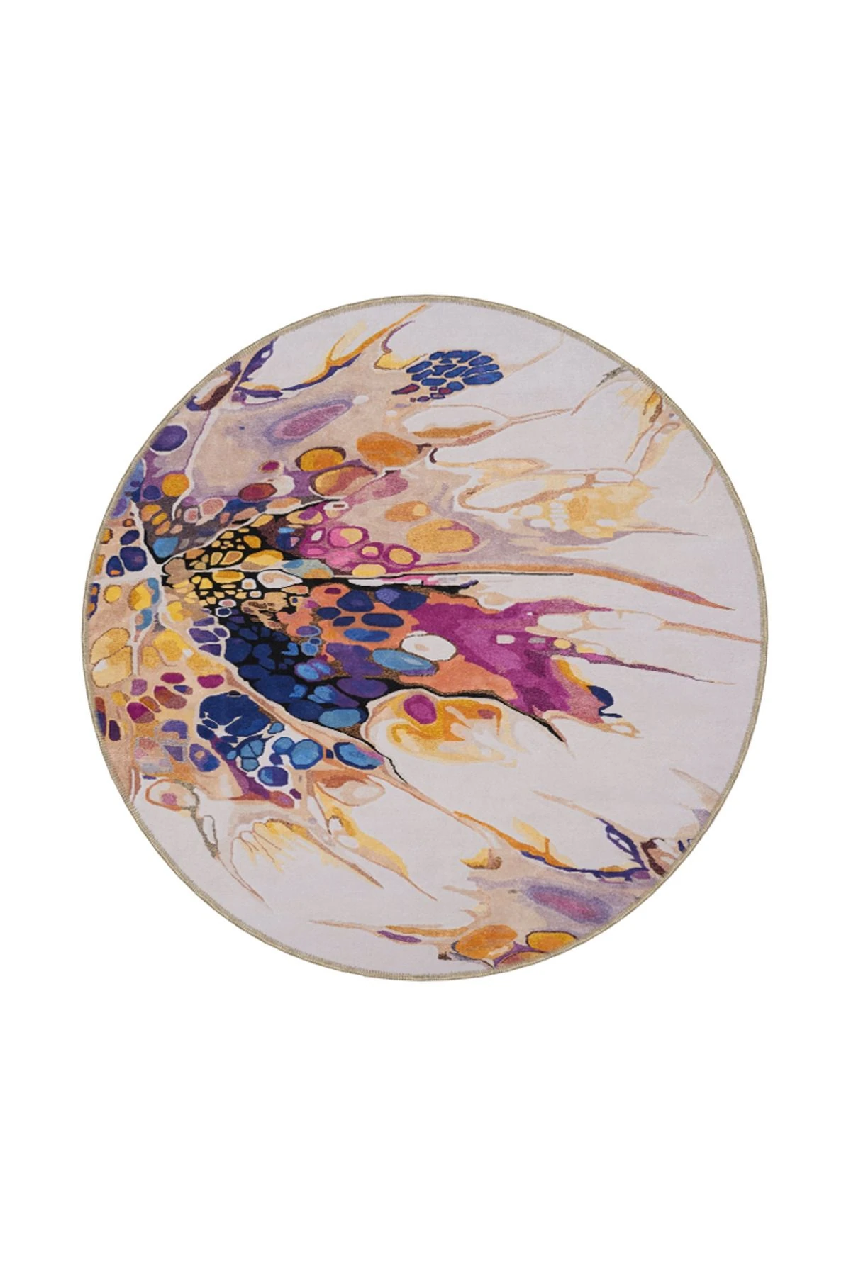 Krem Patlak Temalı Modern Dekoratif Halı ve Yıkanabilir Halı miravip9602