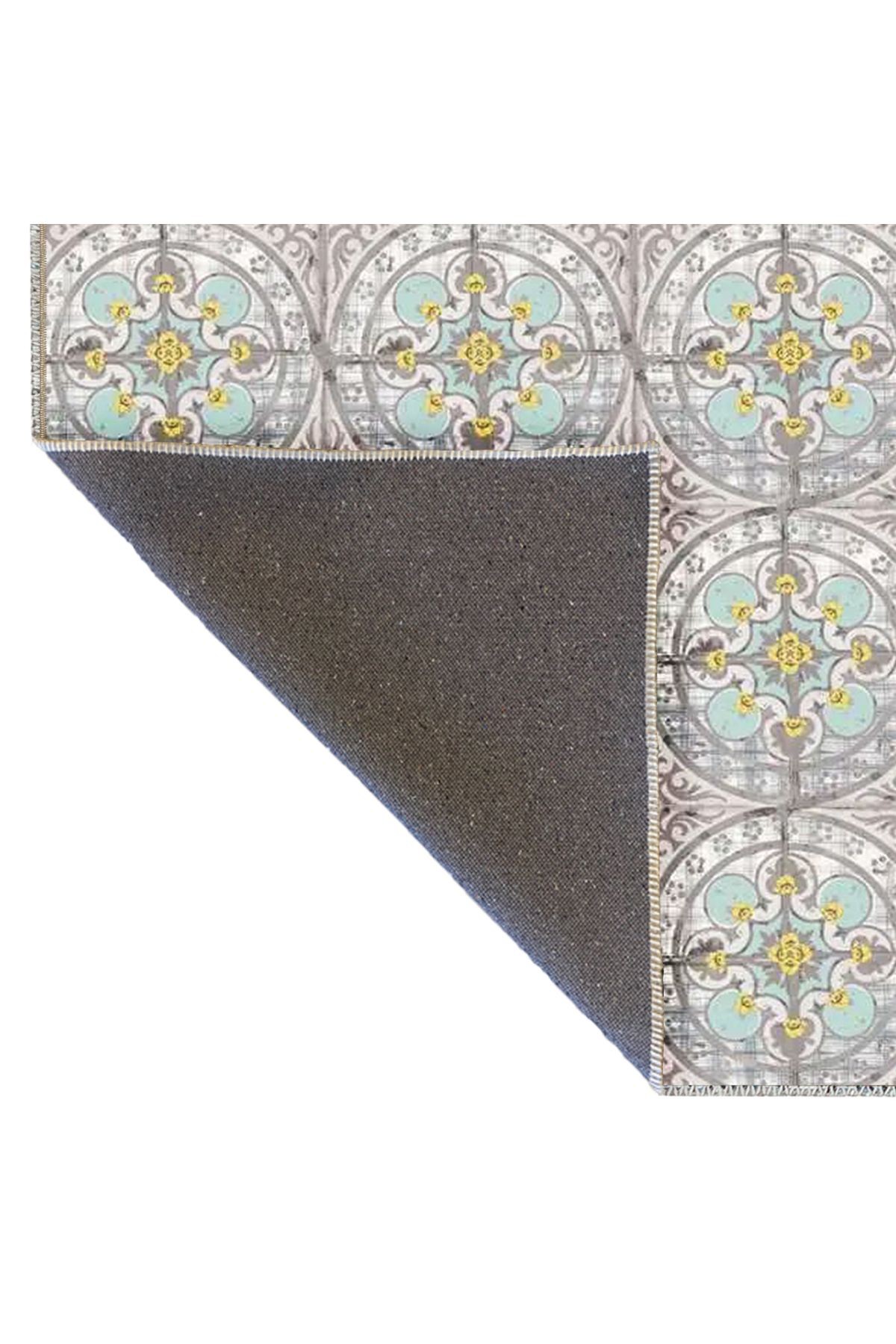 Tuğrul Koleksiyonu Gri Tonlar Çiçek Motifleri Desenli Dokuma Taban Modern Dekoratif Halı 11