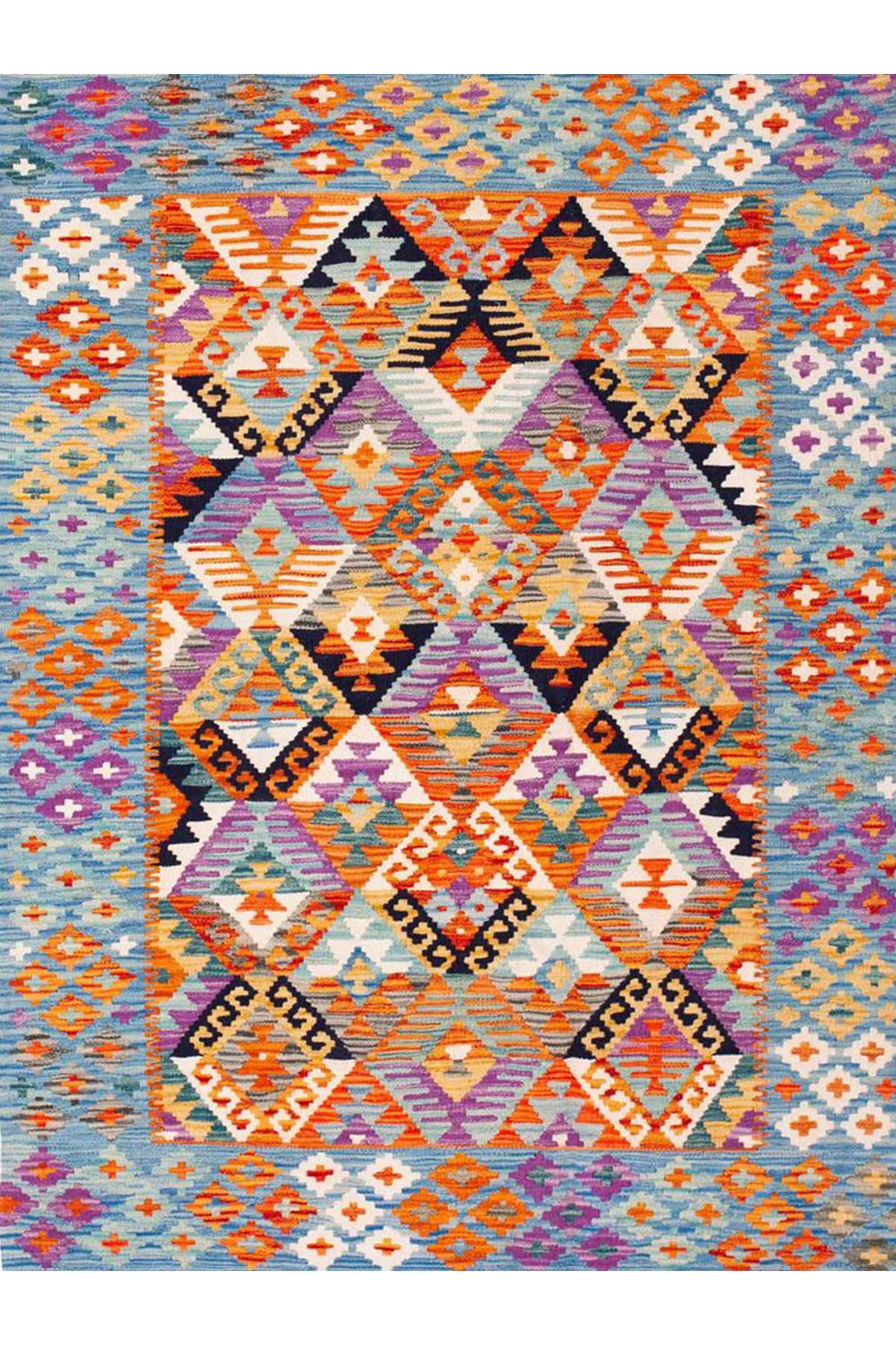 Güney Koleksiyonu Çok Renkli Etnik Motifli ve Geleneksel Desenli Vintage Dekoratif Halı 47