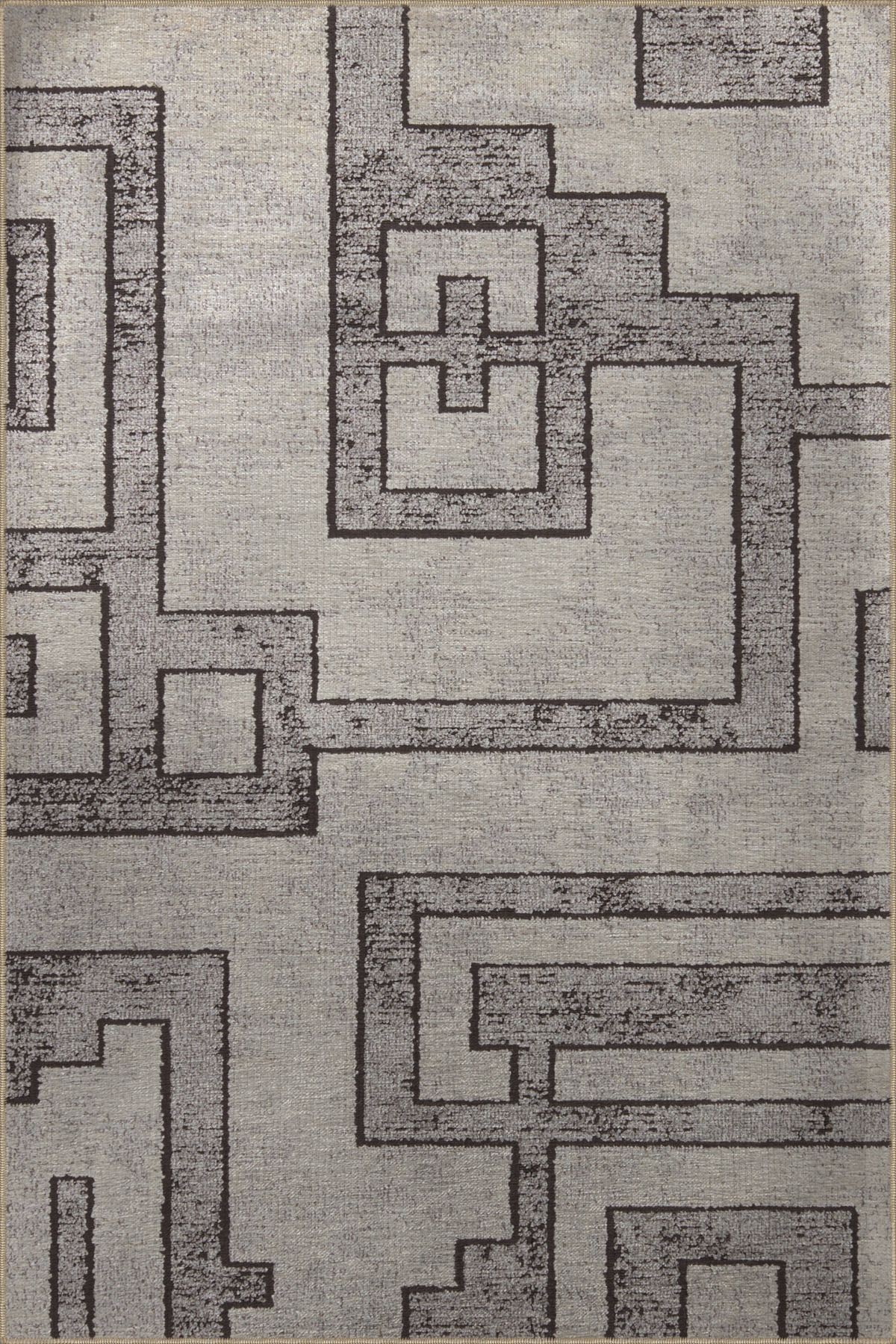 Gri Temalı Soyut Geometrik Desenli Kreatif Modern Dekoratif Halı 2990