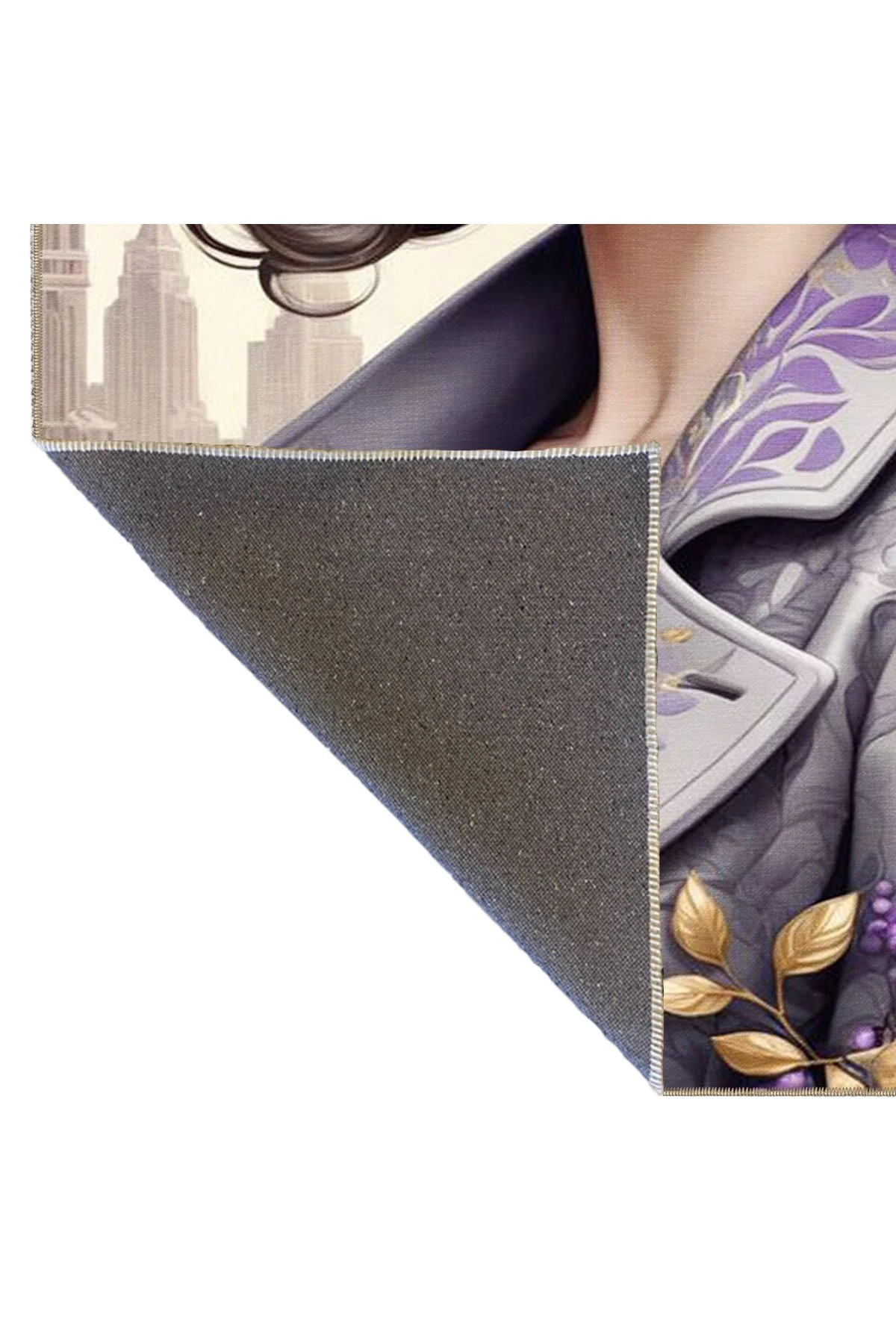 Mor Tonlarda Aksesuarlı Kız Desenli DokumaTaban miravip771