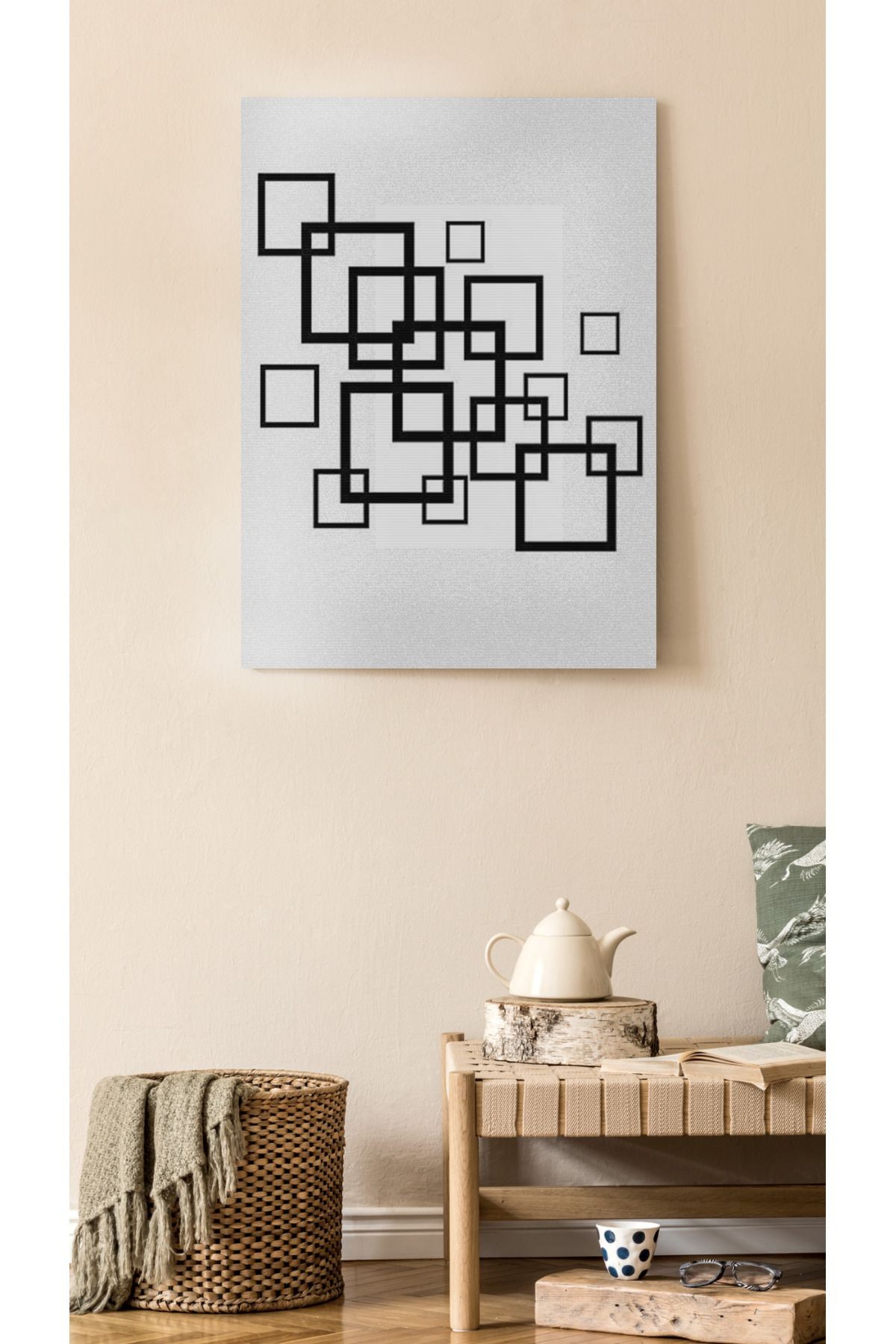 Kanvas Tablo Kareli Geometrik Temalı Desenli Temalı Tablo