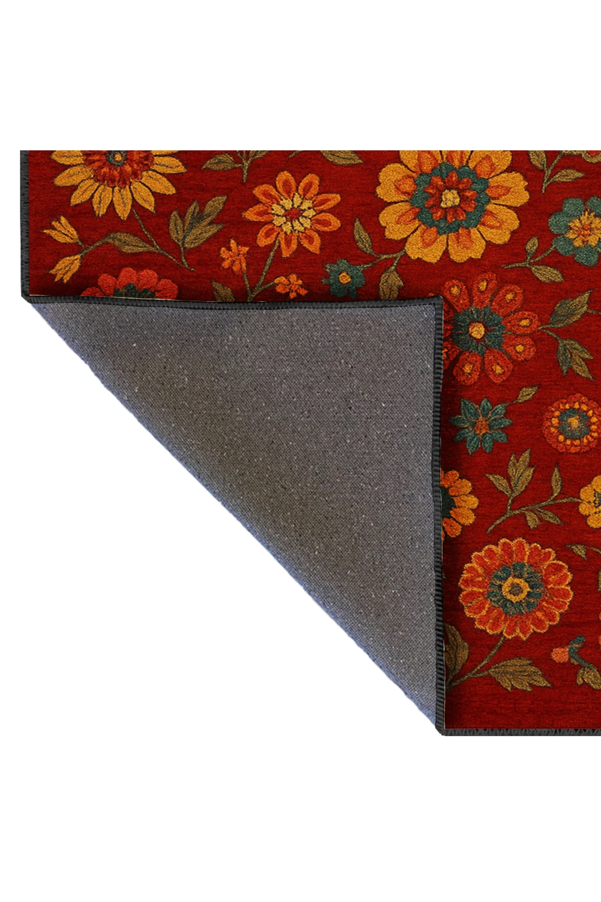 MOSSO Çiçek Motifli Desen Dokuma Taban Vintage Dekoratif Halımosso909