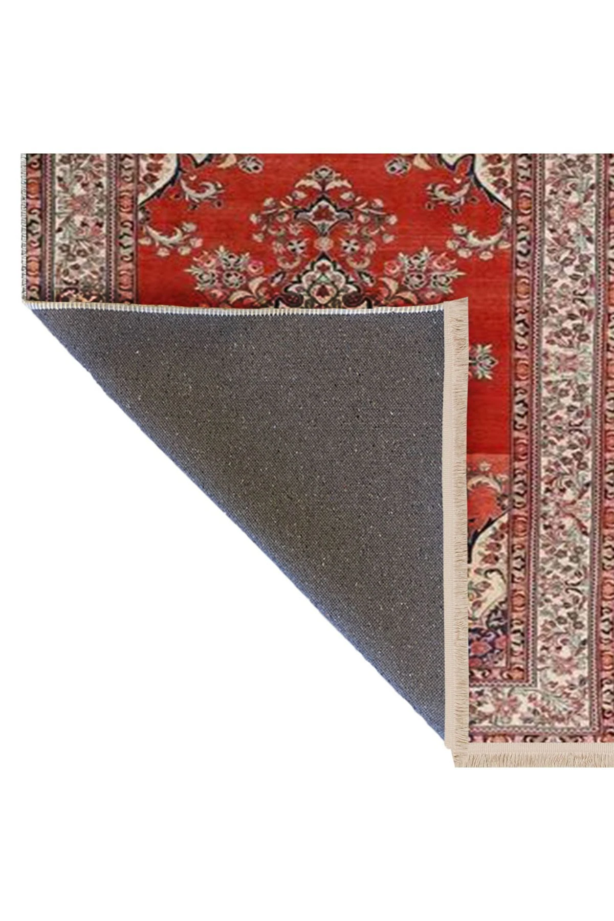 İnci Koleksiyonu Kırmızı Tema Çiçekli Etnik Desenli Dokuma Taban Vintage Dekoratif Halı inci41