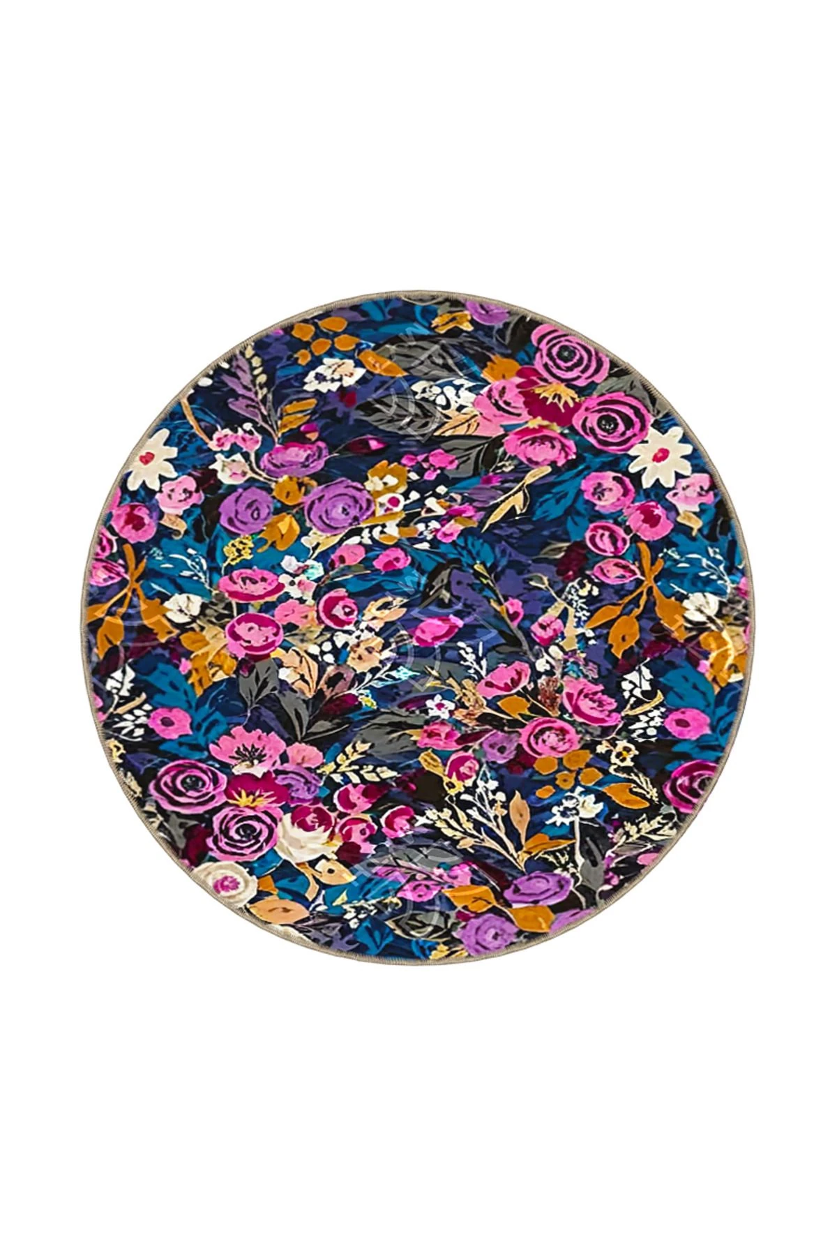 Botanik Mor Desenli Dokuma Taban ve Yıkanabilir Halı MYTH34