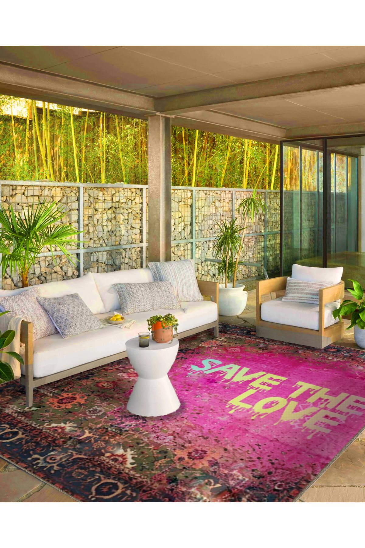 Written Koleksiyonu Aşkı Kurtar Yazılı Desenli Kreatif Modern Dekoratif Halı 06