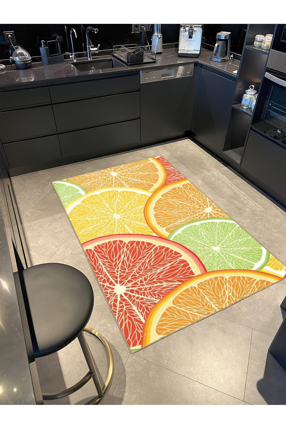 Çok Renkli Meyve Portakal Desenli Kreatif Modern Dekoratif Halı 4716