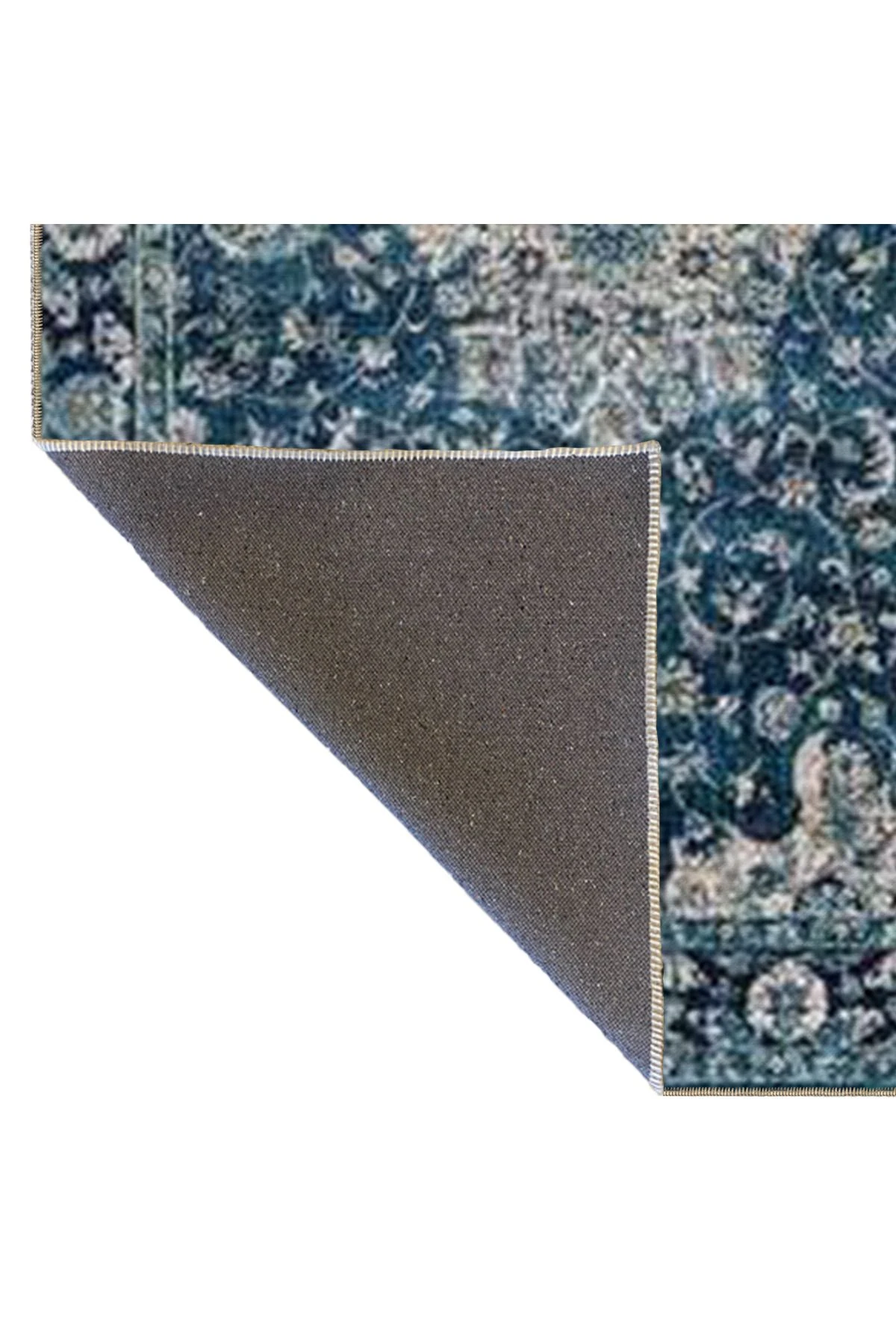 Lacivert Mavi Temalı Geleneksel Motif Çiçek Desenli Vintage Dekoratif Halı 4550