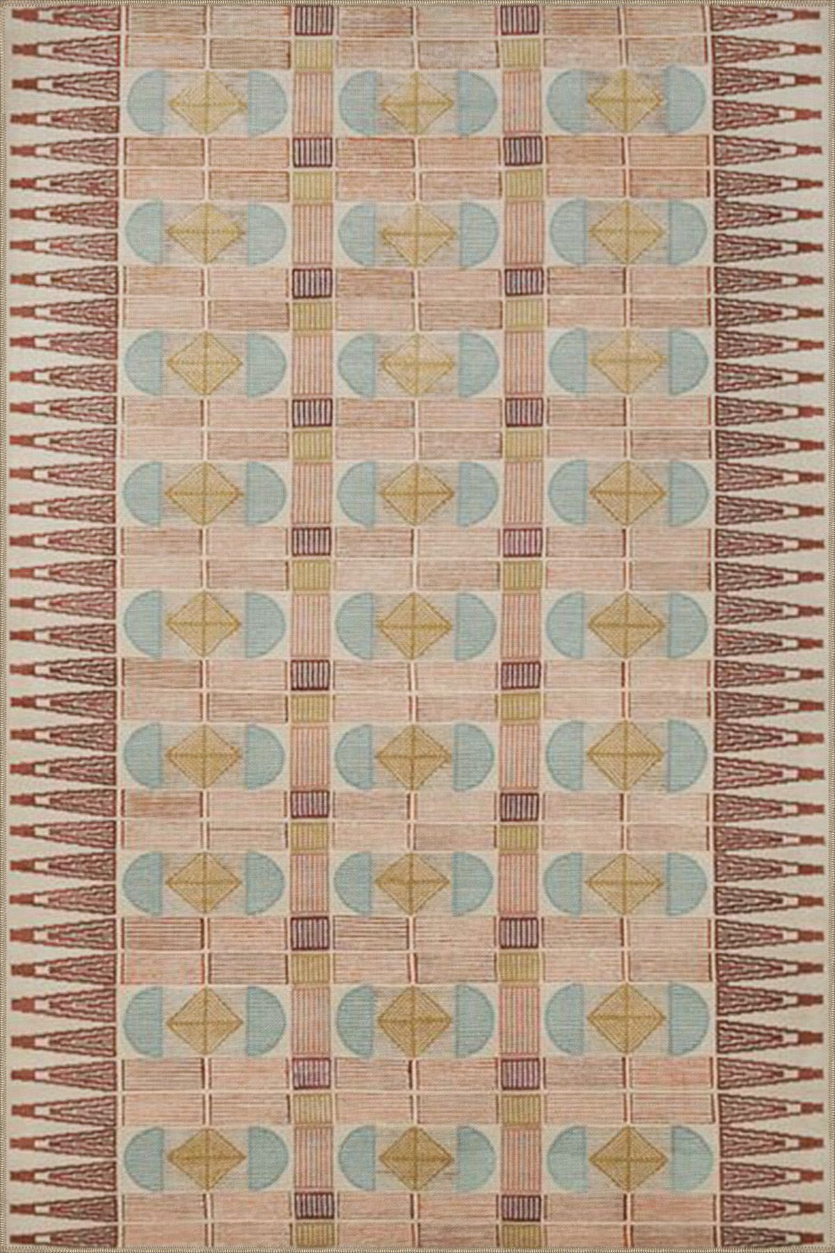 Kahverengi Geleneksel Kreatif Desenli Dekoratif Halı 4199