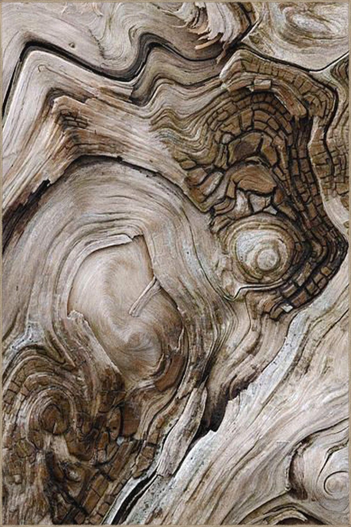 Kahverengi Çizgili Bulanık Renkli Desenli Dokuma Taban Halı ve Yıkanabilir Halı miravip10170