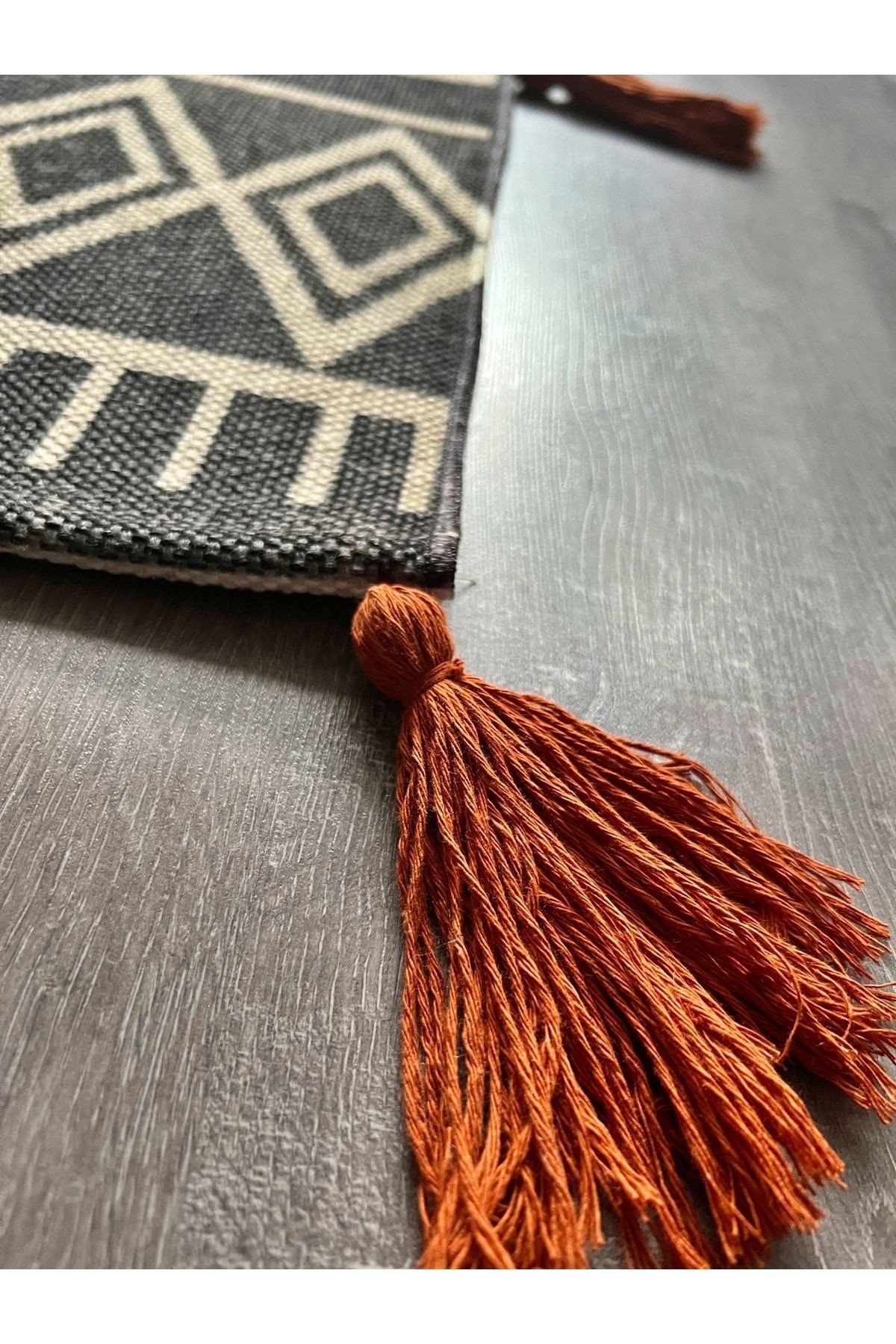 Cotton 565 Iskandinav Desenli Gri Dokuma Taban Kilim